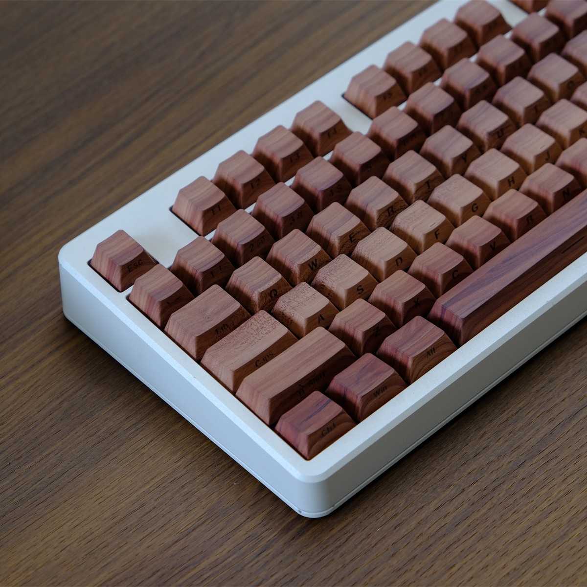 Walnut Wood Side Print Shine Through Cherry Profile Doubleshot PBT Keycap Set