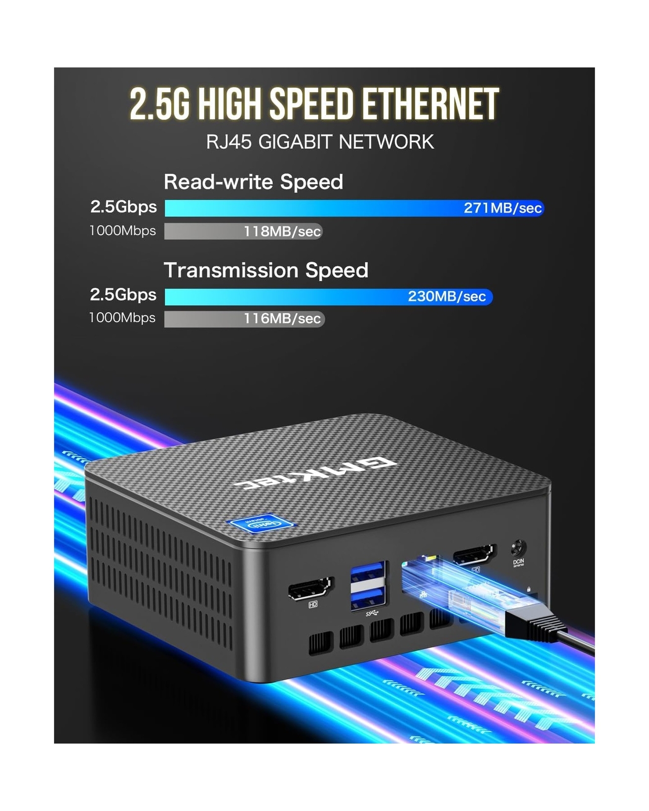 GMKtec Mini PC, Intel N100 Windows 11 Pro (3.4GHz), 16GB DDR4 1TB PCIe M.2 NV…