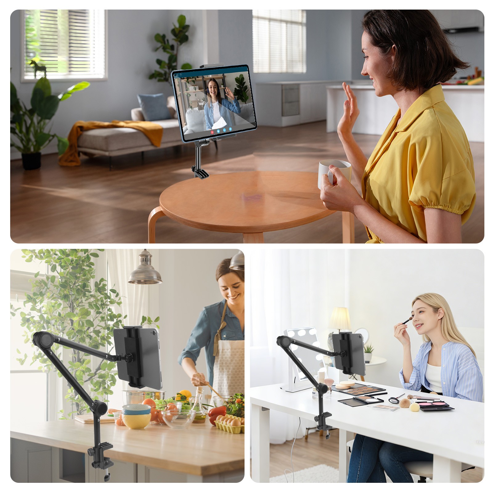 Long Arm Tablet Phone Holder Mount for Bed Desk 360° Adjustable for 4-13″ iPad