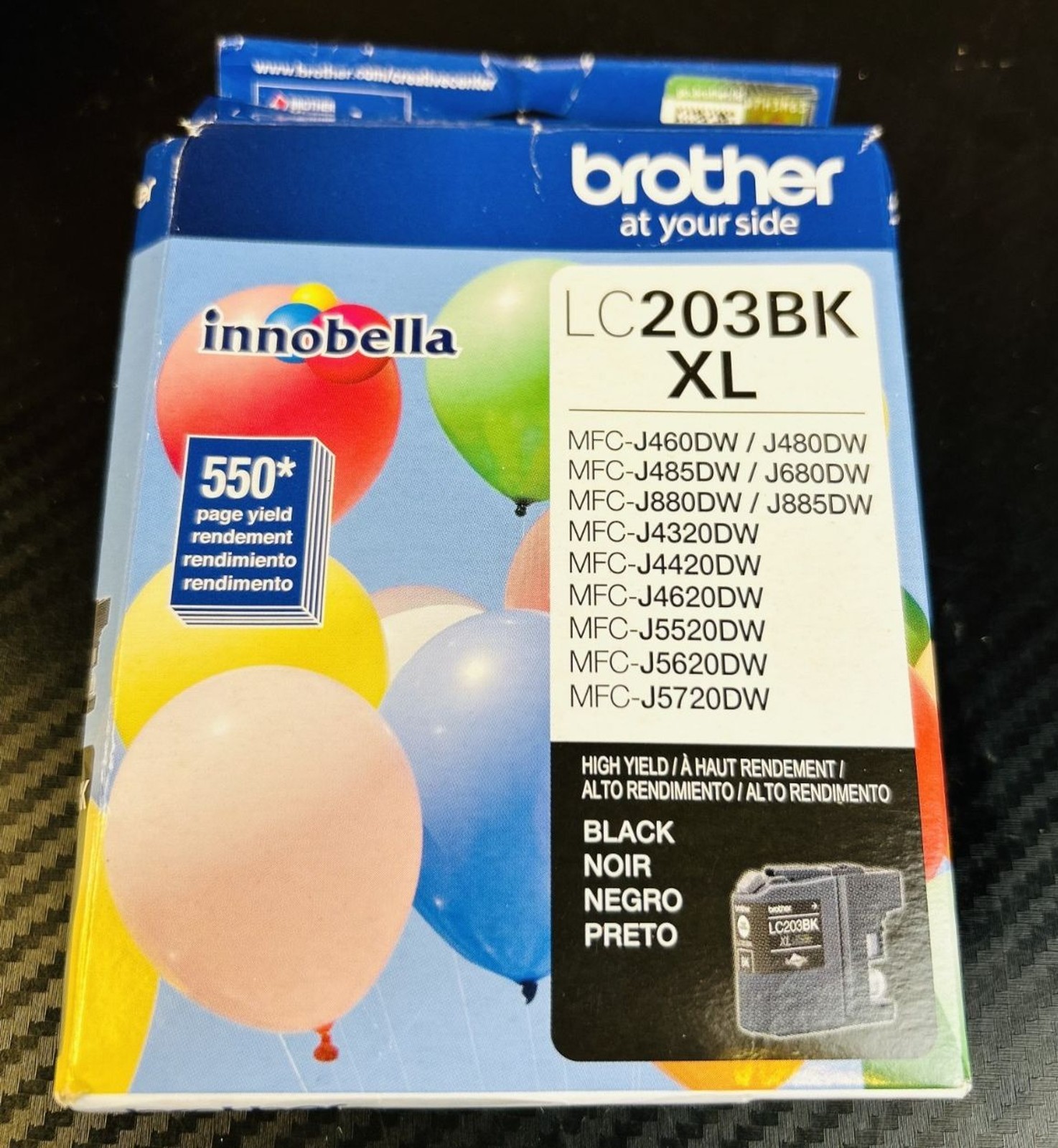 GENUINE Brother LC203BK Black High Yield Ink Cartridge Expires 11/2027 Open Box