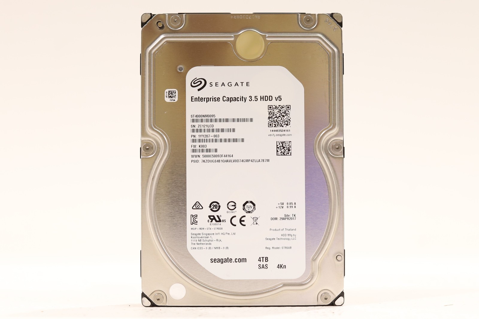 Seagate ST4000NM0095 4TB 3.5″ 12Gb/s 256MB 7.2K RPM SAS Drive P/N: 1YY207-003