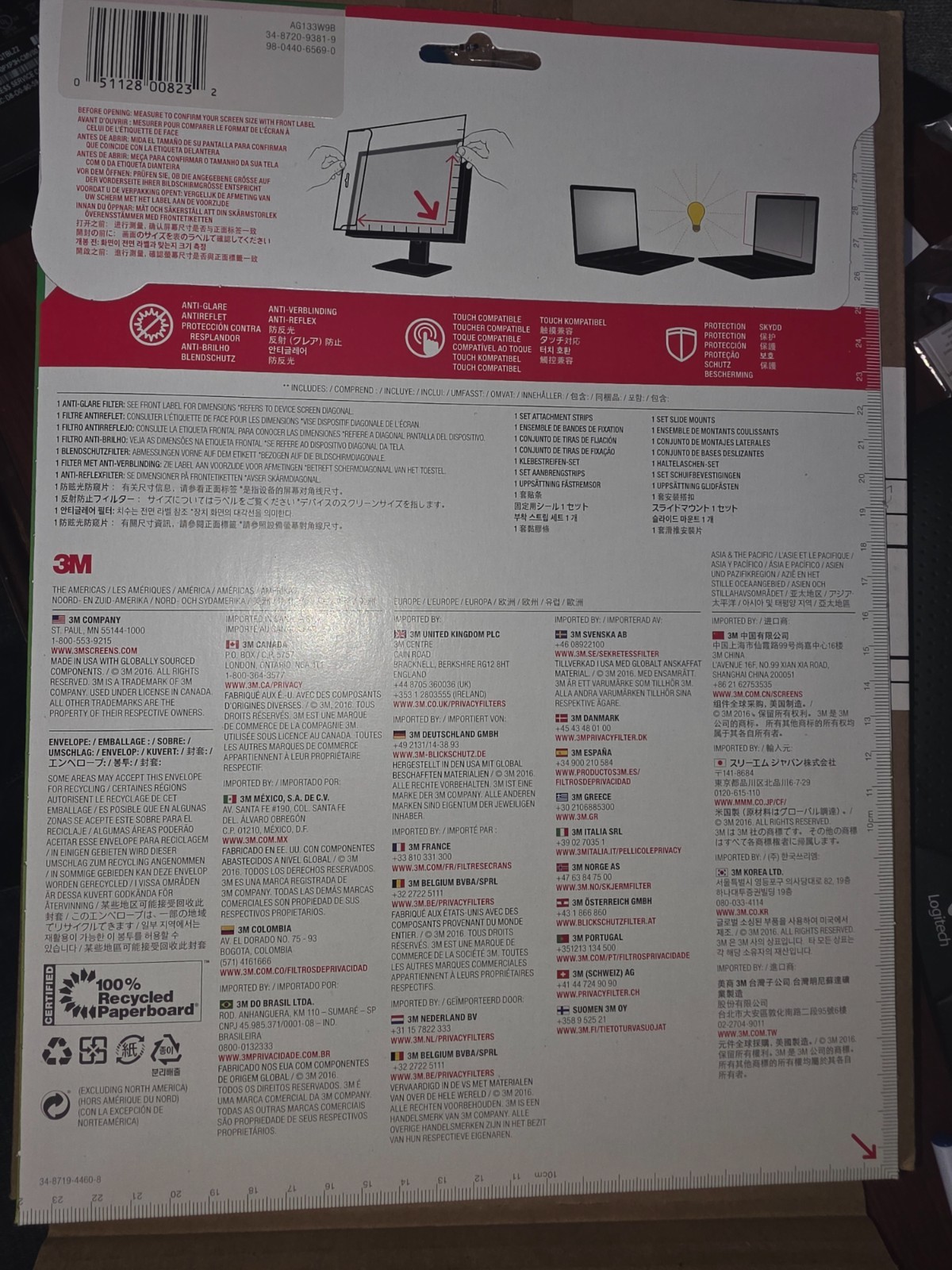 3M Anti-Glare Bright Screen Privacy Filter for 13.3″ Widescreen Laptop, 16:9
