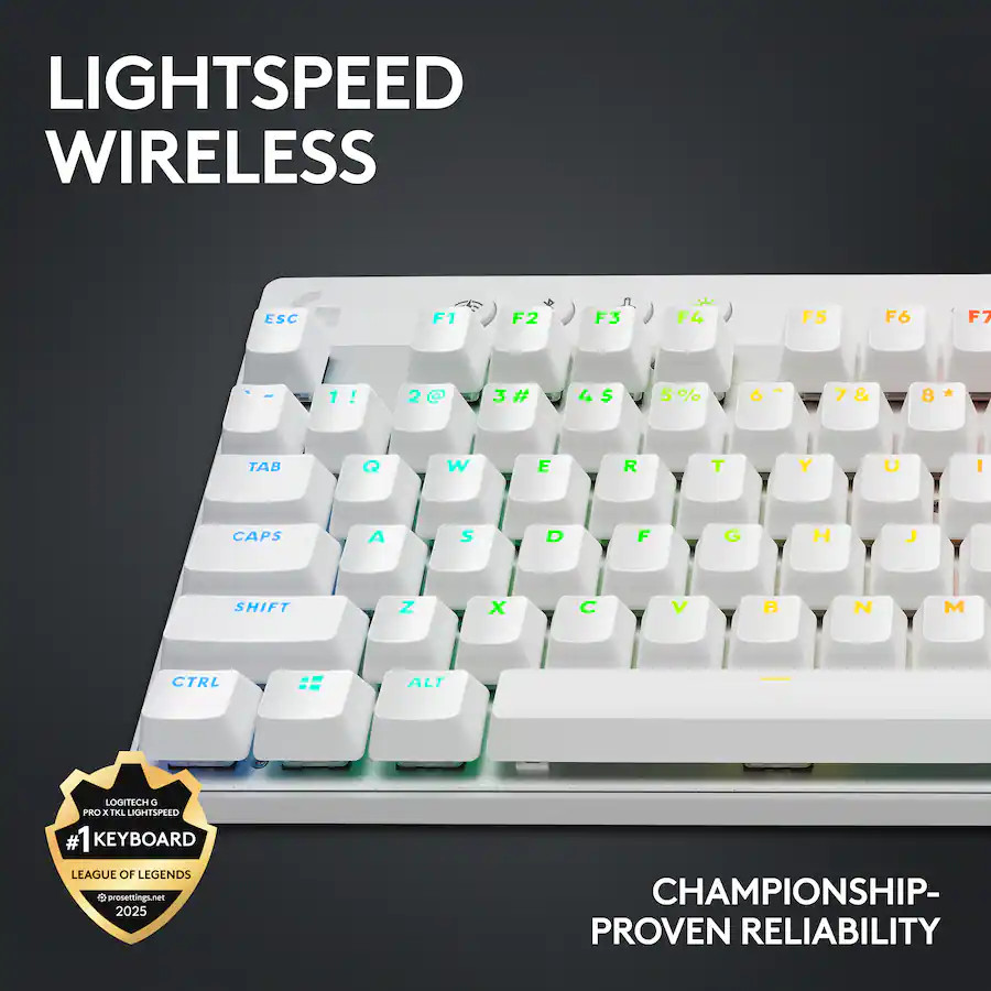 G PRO X TKL LIGHTSPEED Gaming Keyboard-WHITE-US-2.4GHZ/BT-TACTILE 920-012143