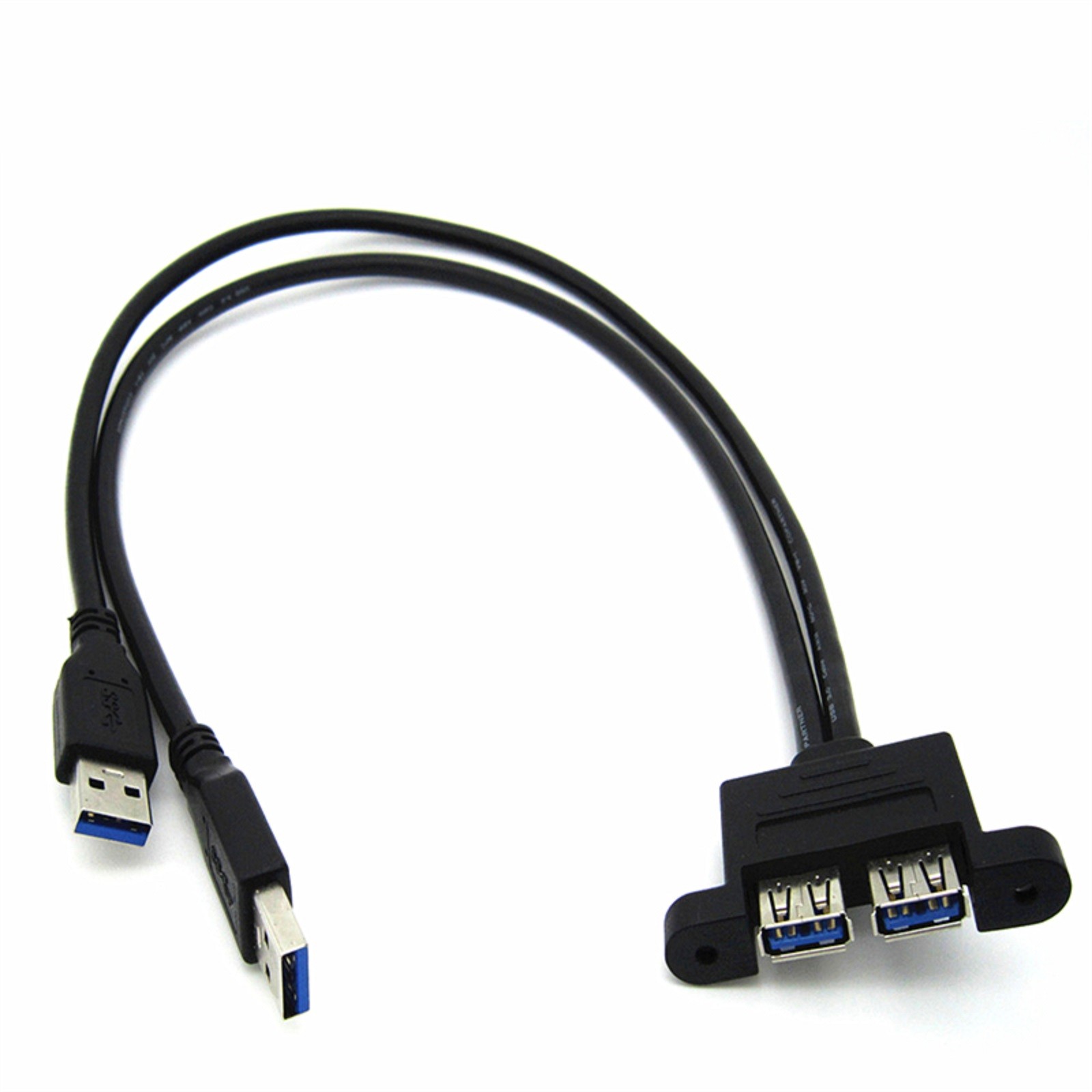 30cm Dual USB 3.0 A Male to USB 3.0 Female Extension Cable Panel Mount Adapter e
