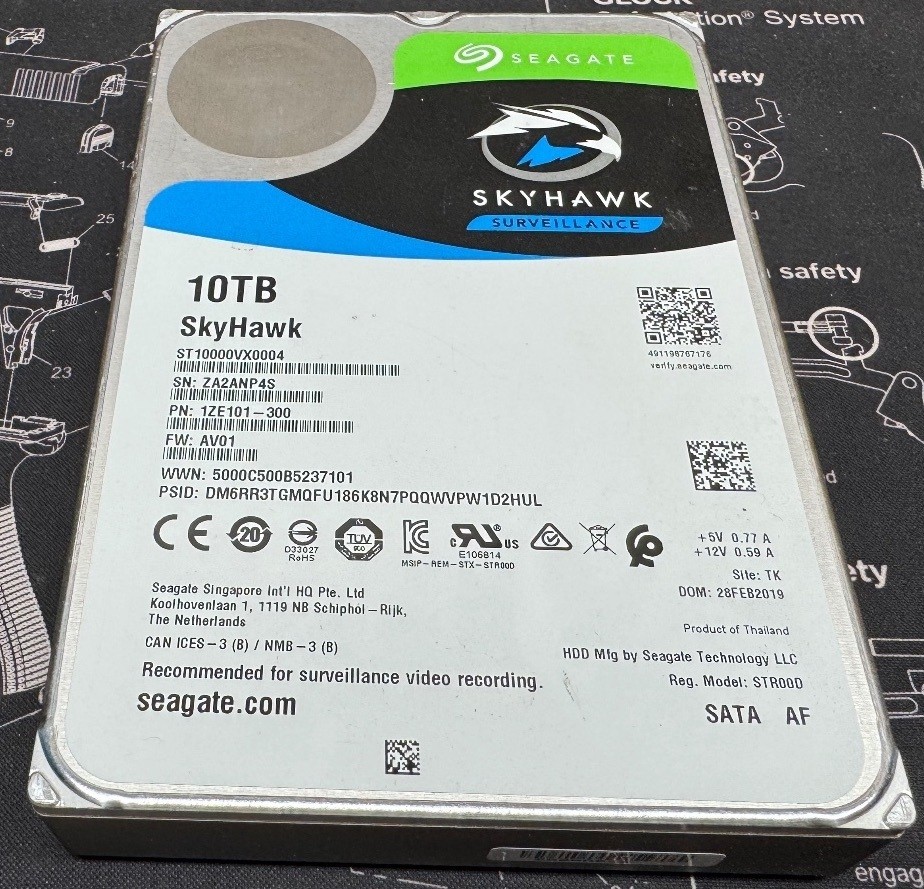 Seagate SkyHawk AI 10tb SATA HDD (1ze101)