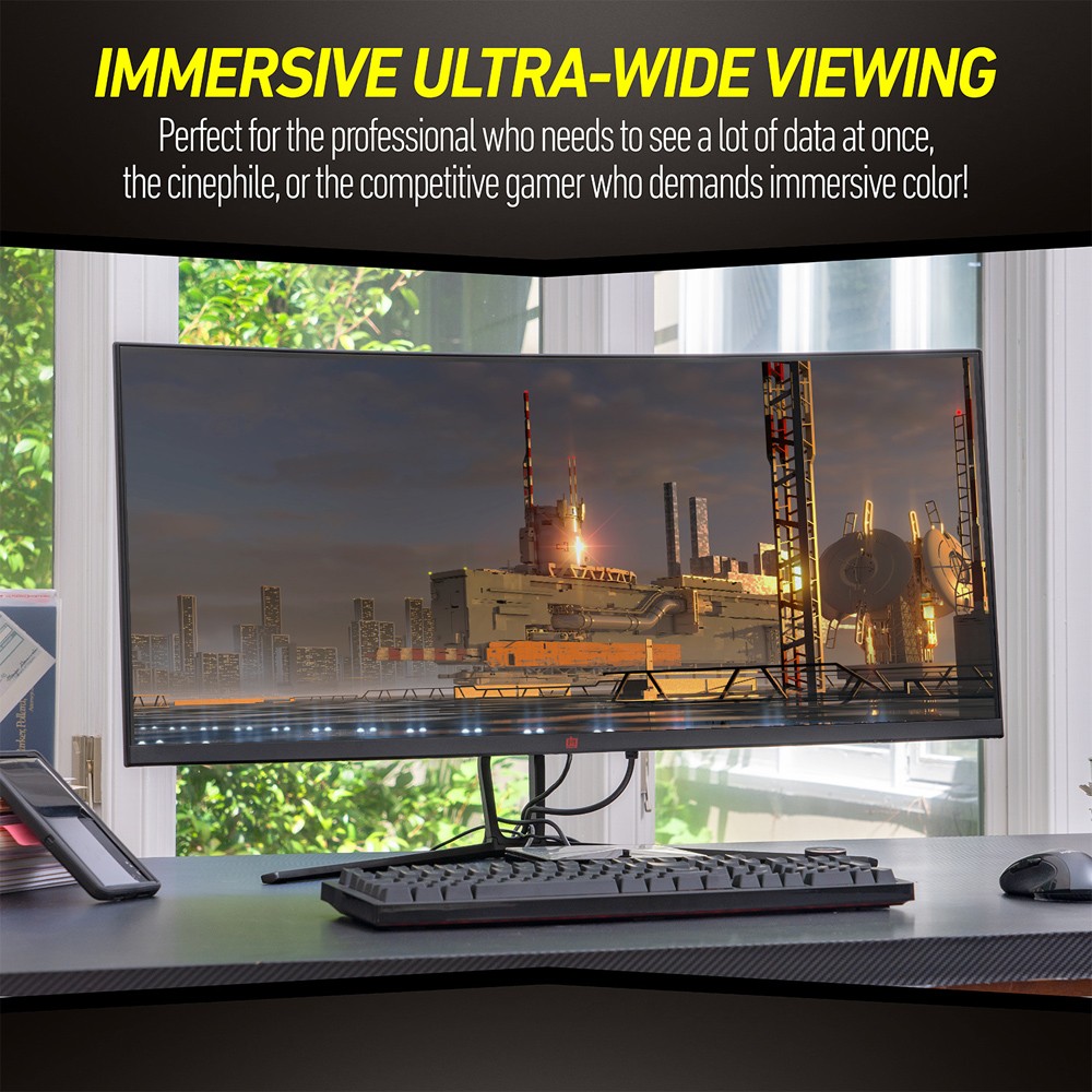 Deco Gear 35″ Curved Gaming Ultrawide Monitor, 3440×1440, 120 Hz, 1ms MPRT, (Ope