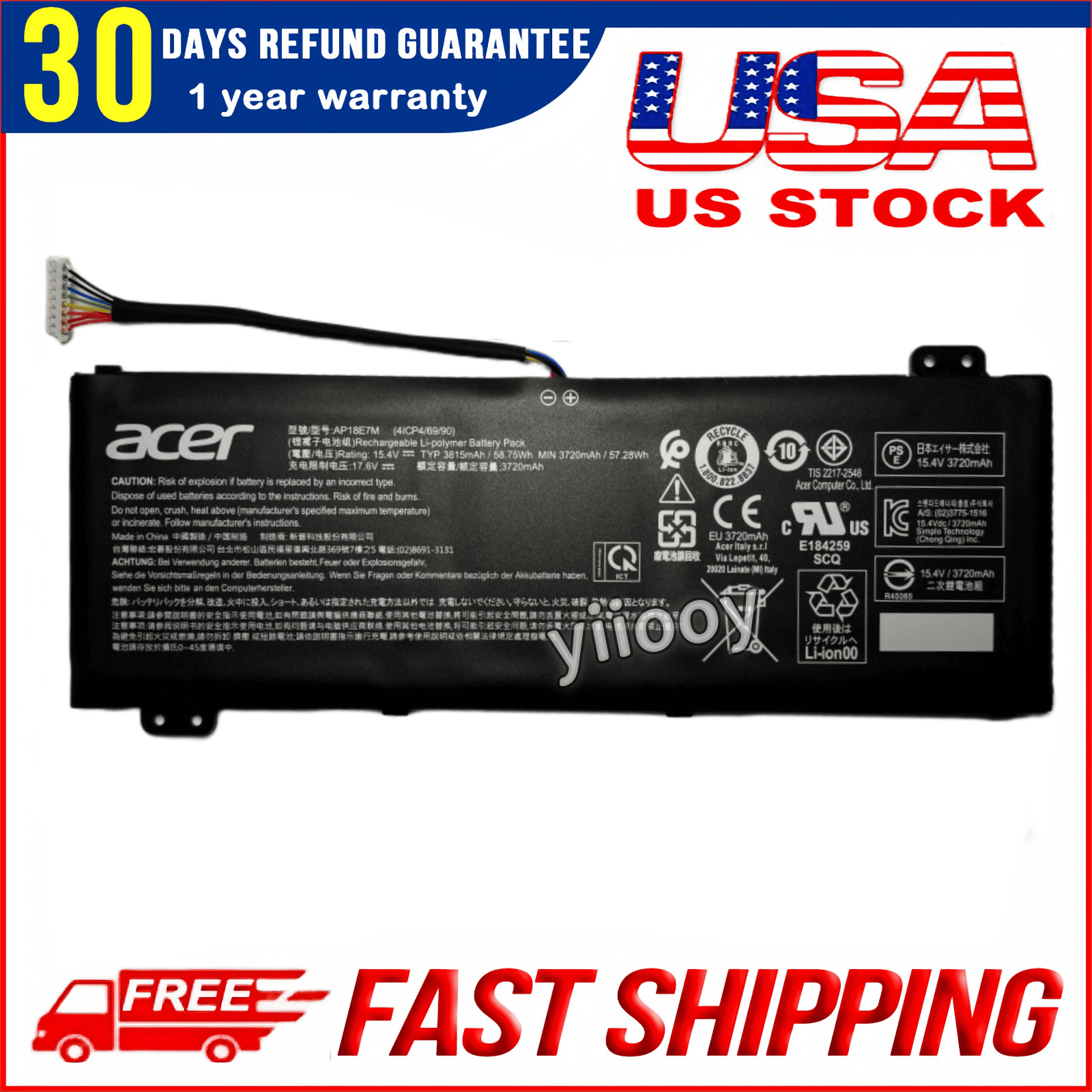 New Genuine AP18E7M AP18E8M Battery for Acer Nitro 5 AN515-52 AN515-54 AN515-55