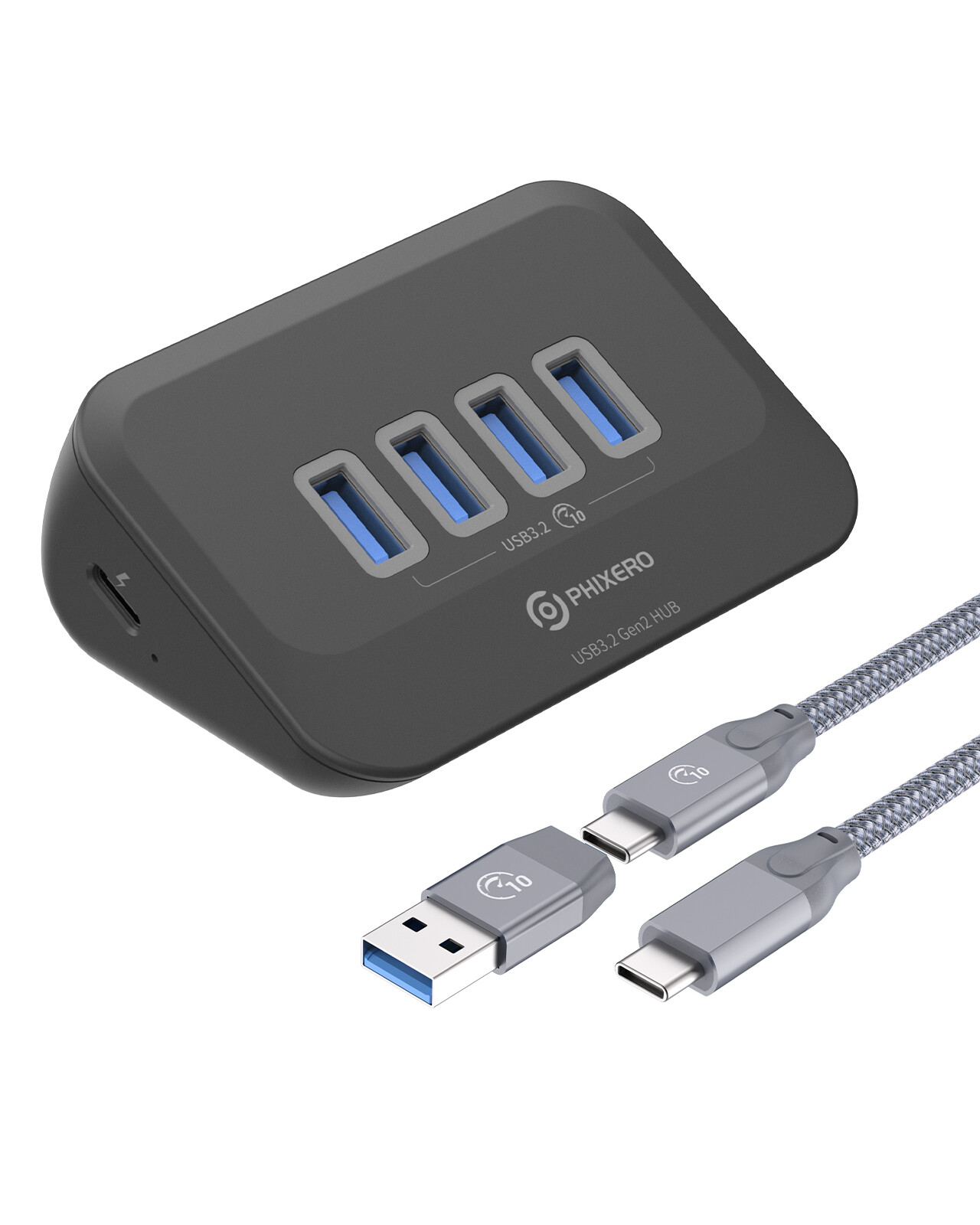4/7 Ports USB 3.2 Hub USB C Docking Station Type C Splitter Adapter 5/10 Gbps BK