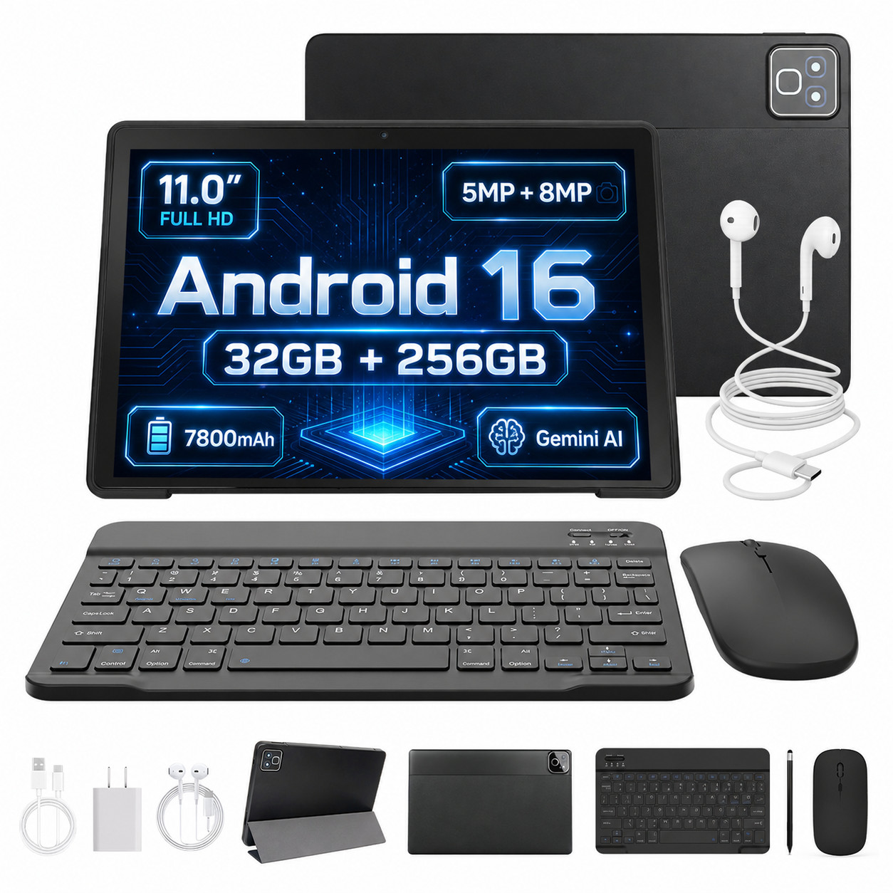 Tablet Android 16 11 Inch 32GB+256GB 7800mAh WIFI LCD HD Widevine L1 Dual Camera