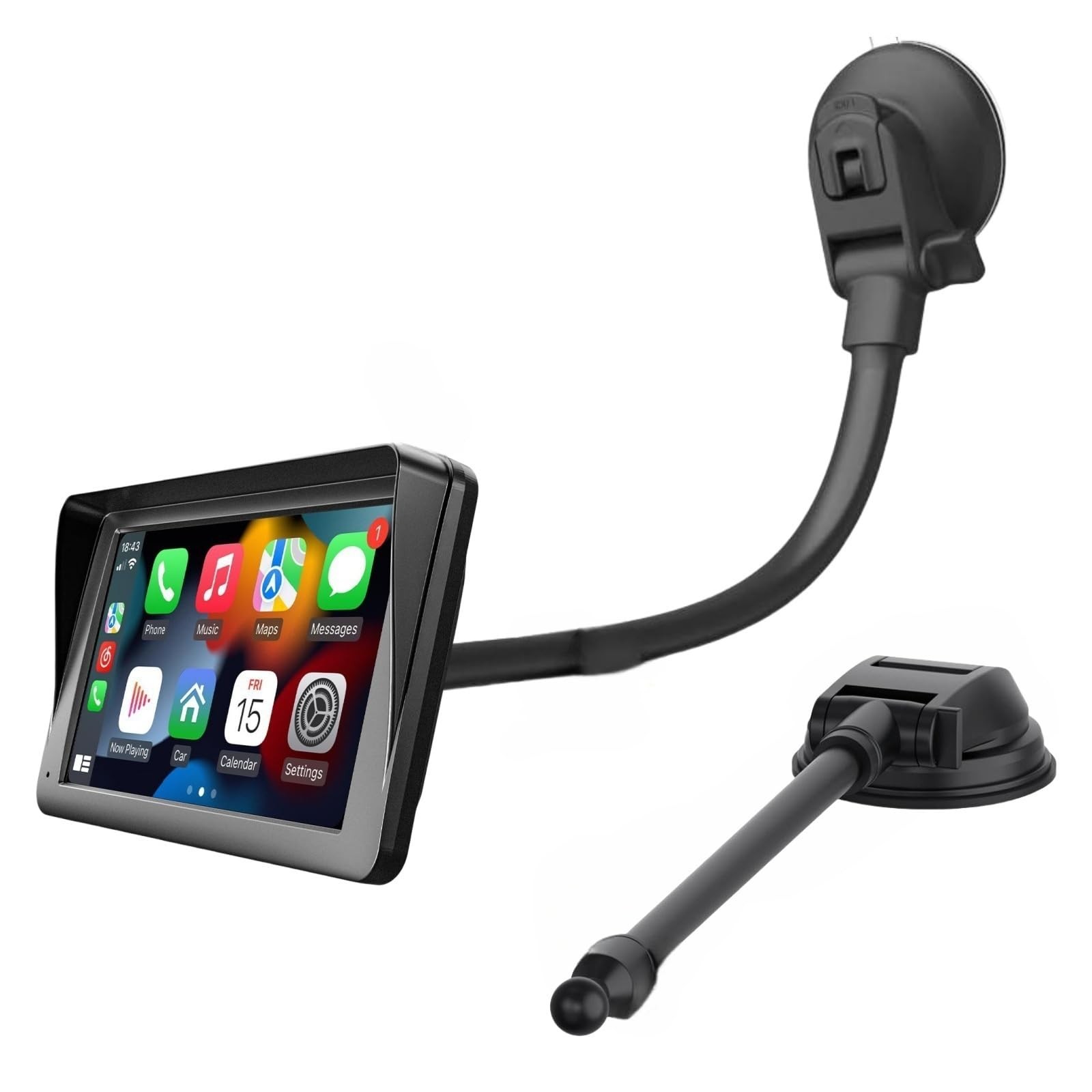 Suction Cup Mount Carplay Screen 11.8 In Long Arm 360 Adjustable 78mm Disk