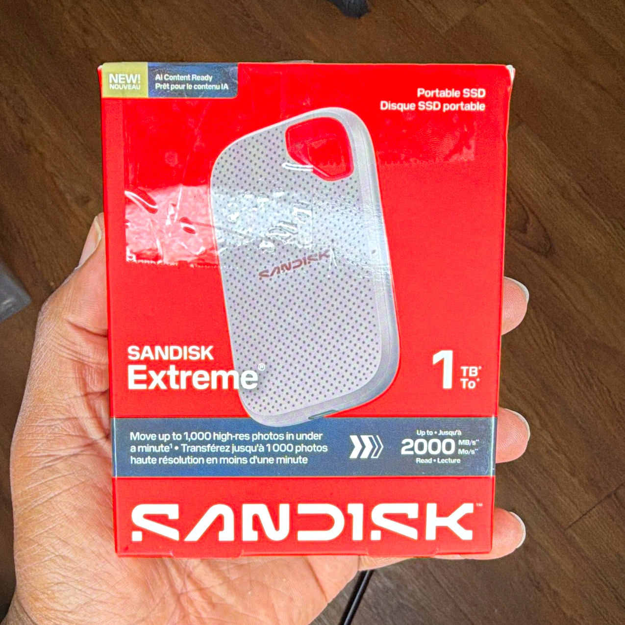 SanDisk Extreme 1TB Portable External SSD USB-C Silver 2000MB/s Encrypted