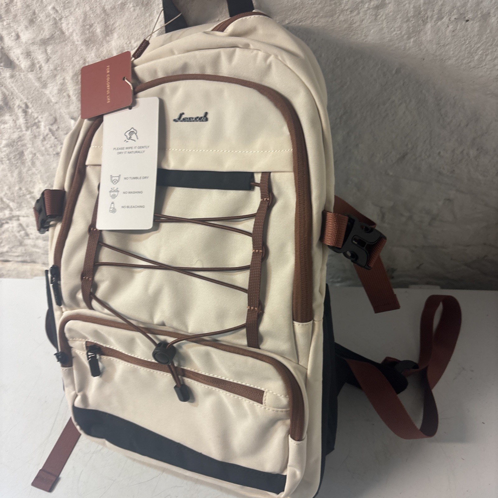 LOVEVOOK 4400 Laptop Backpack for Women, 17.3 Inch Business College Beige Black