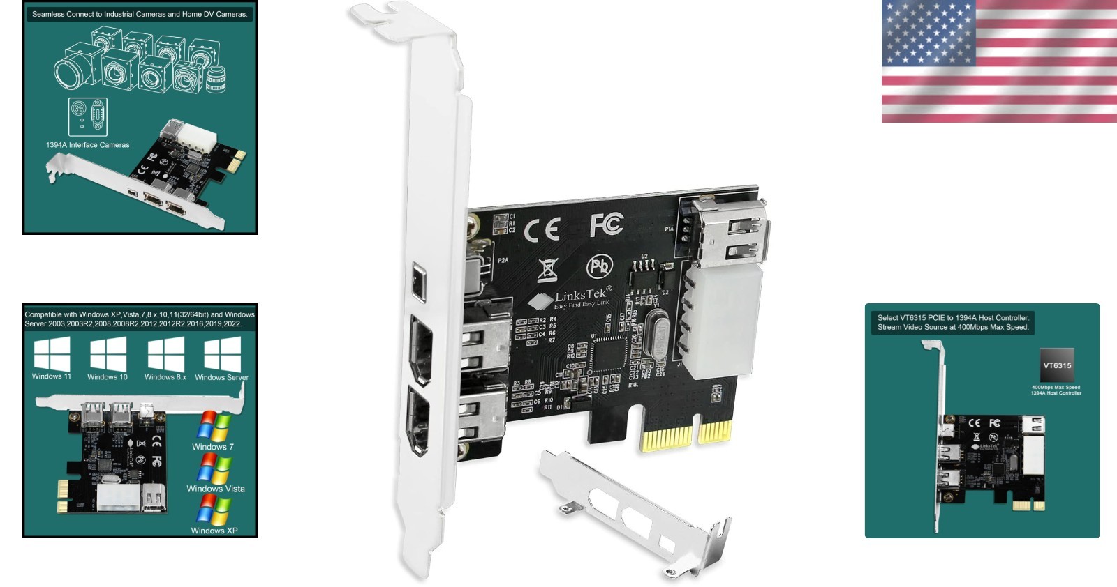 PCIE-1394A 4-Port FireWire Card for Fast 400Mbps Data Transfer & Legacy Devices