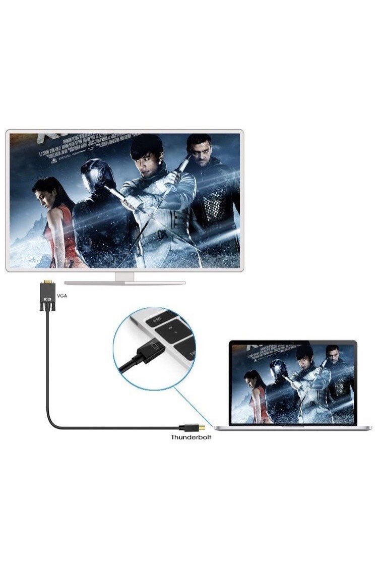 Mini Display Port to VGA, Gold-Plated 1080P Mini DP to VGA, 10 Ft
