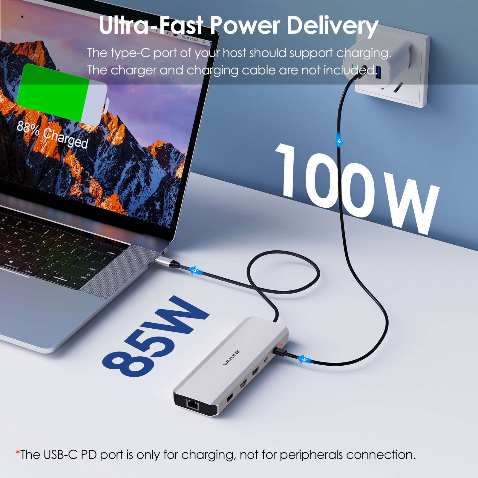 Dual 4K Display Hub USB C Docking Station Dual 4K HDMI 85W PD 10Gbps USB-A/C 3.2