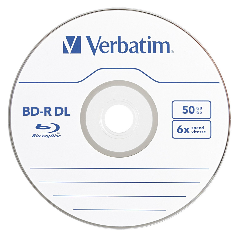10 pack VERBATIM 6X Blu-Ray BD-R DL Dual Layer 50GB Branded Logo in Paper Sleeve