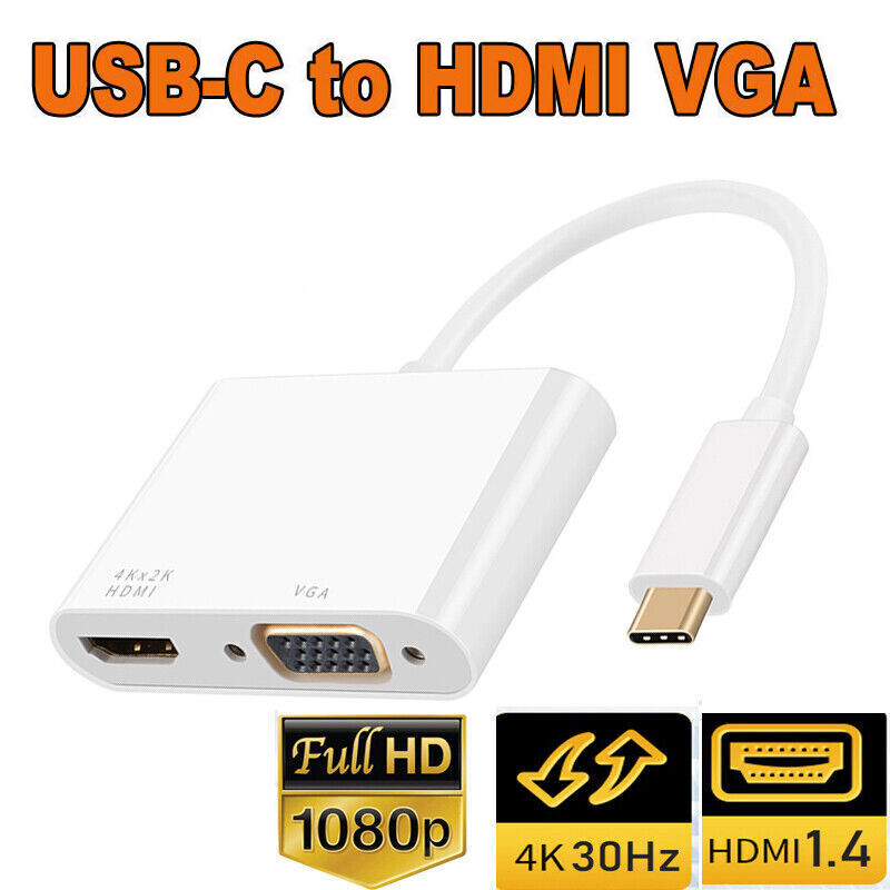 USB C to HDMI 4K VGA Multiport Adapter Hub USB 3.1 Type C Converter for Macbook