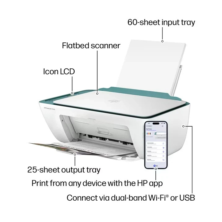 HP DeskJet 2942 Wireless All-in-One Color Inkjet Printer 6 Months Free Ink