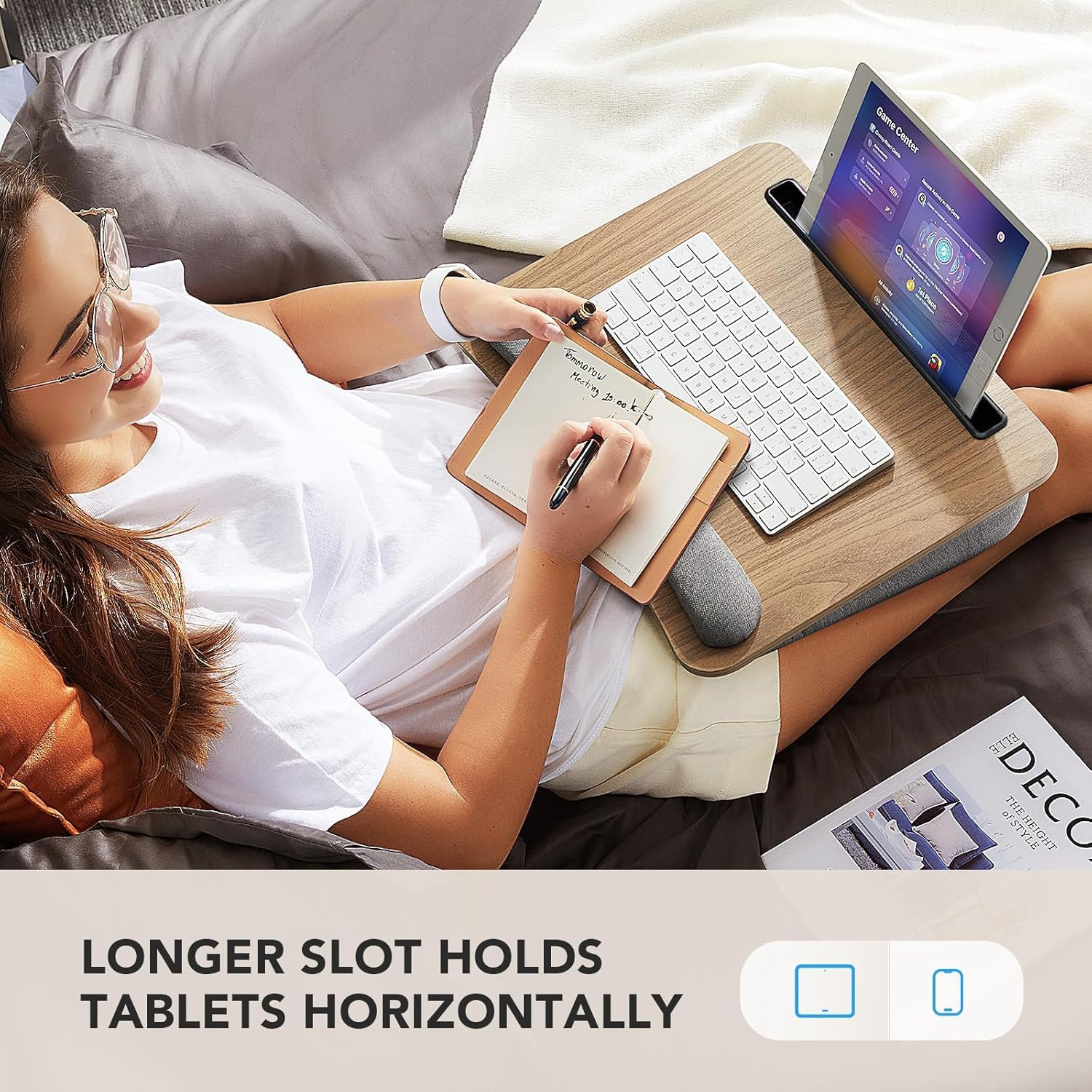 Laptop Lap Desk – Portable Lap Desk with Pillow Cushion, Fits up to 15.6 Inch La