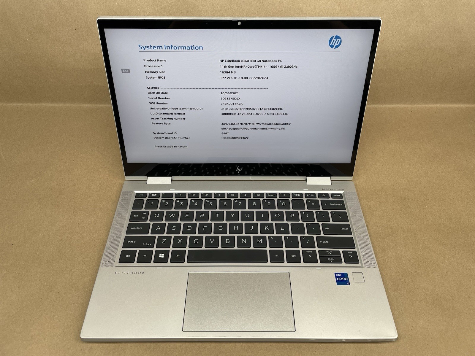 HP EliteBook x360 830 G8 13.3″ i7-1165G7@2.80GHz 16GB RAM No SSD No OS *READ*