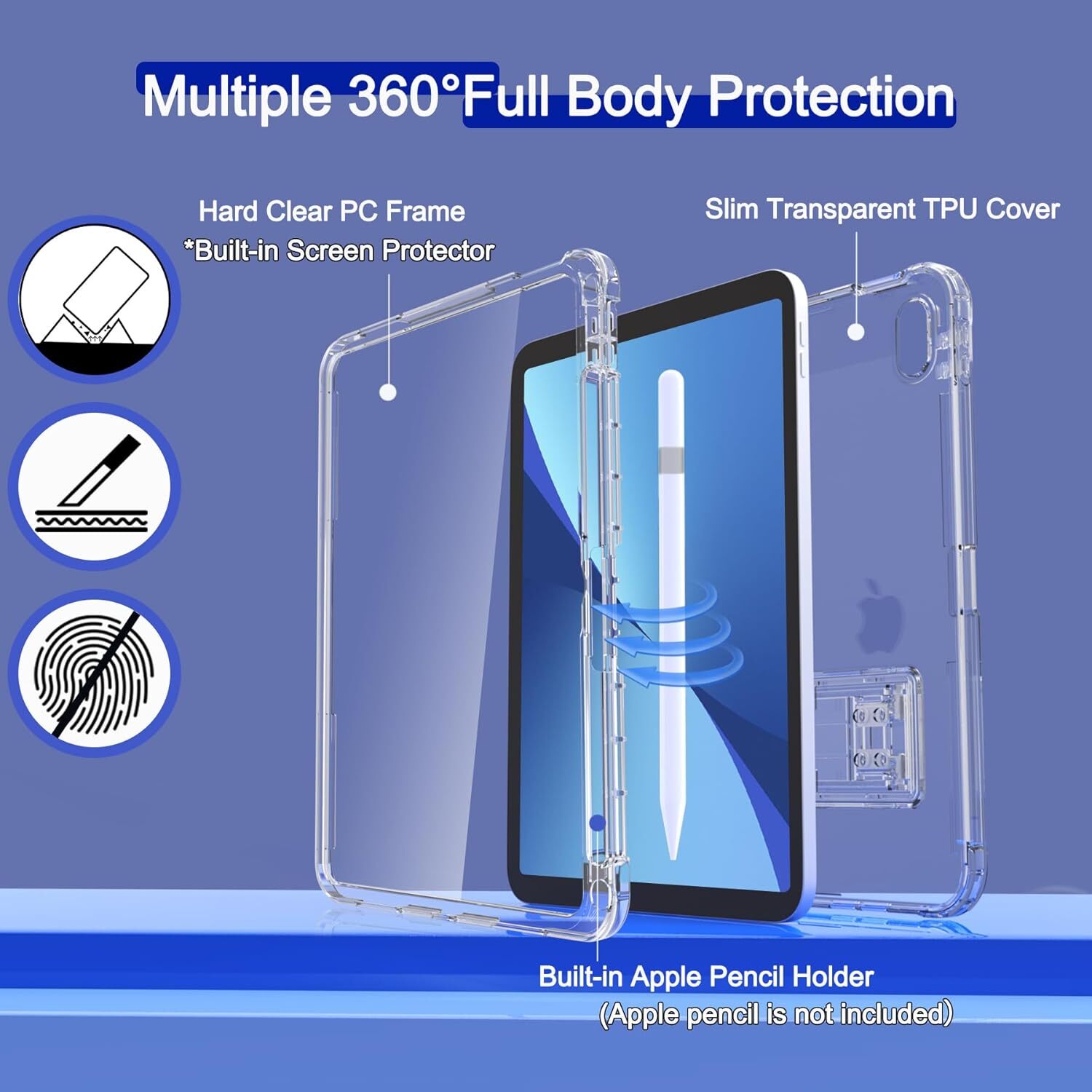For iPad Mini (A17 Pro) 7th/6th Generation Case 8.3 inch Shockproof Stand Cover
