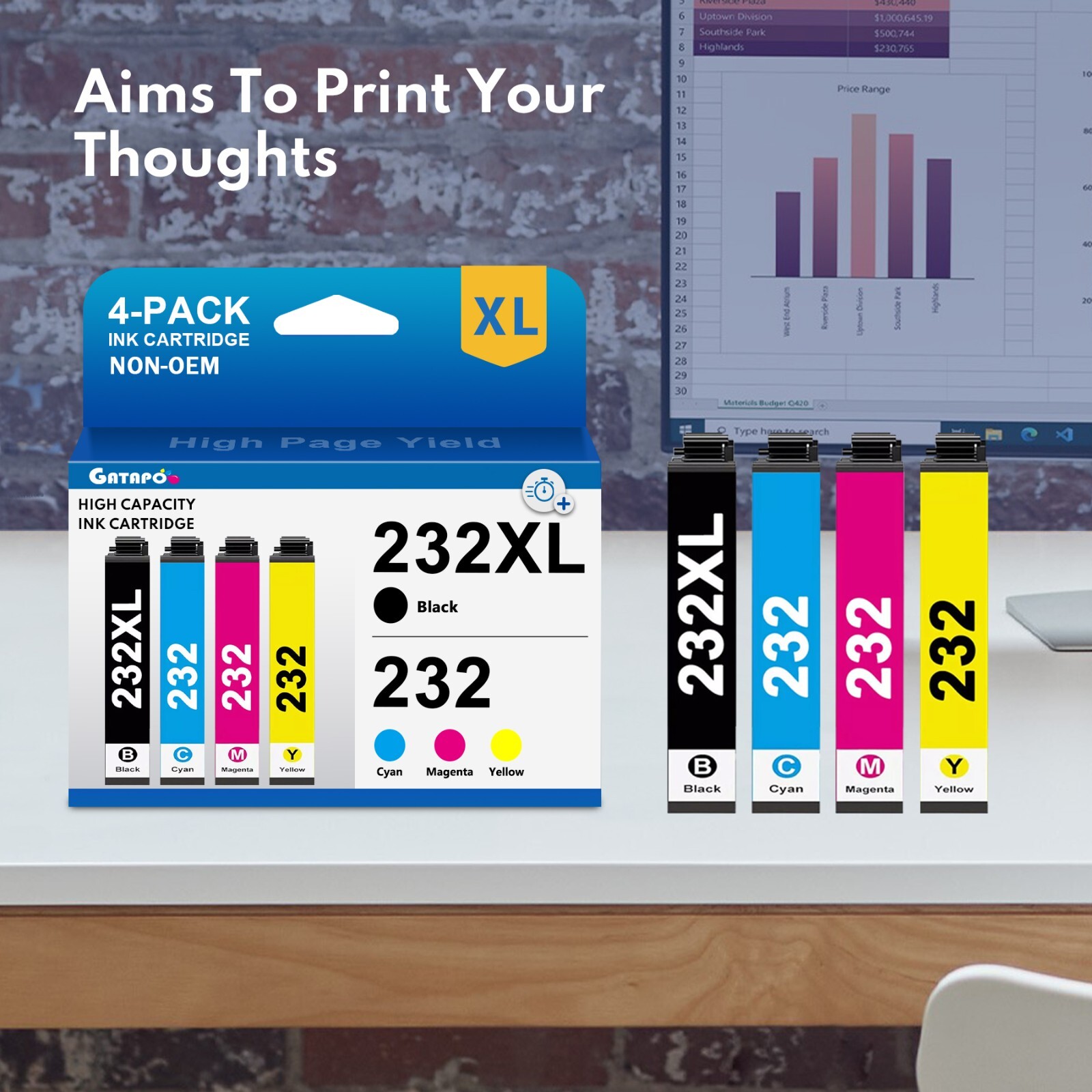 GATAPO® 232XL 232 XL Ink Cartridges for Epson WF-2930 WF-2950 XP-4205 XP-42004PK