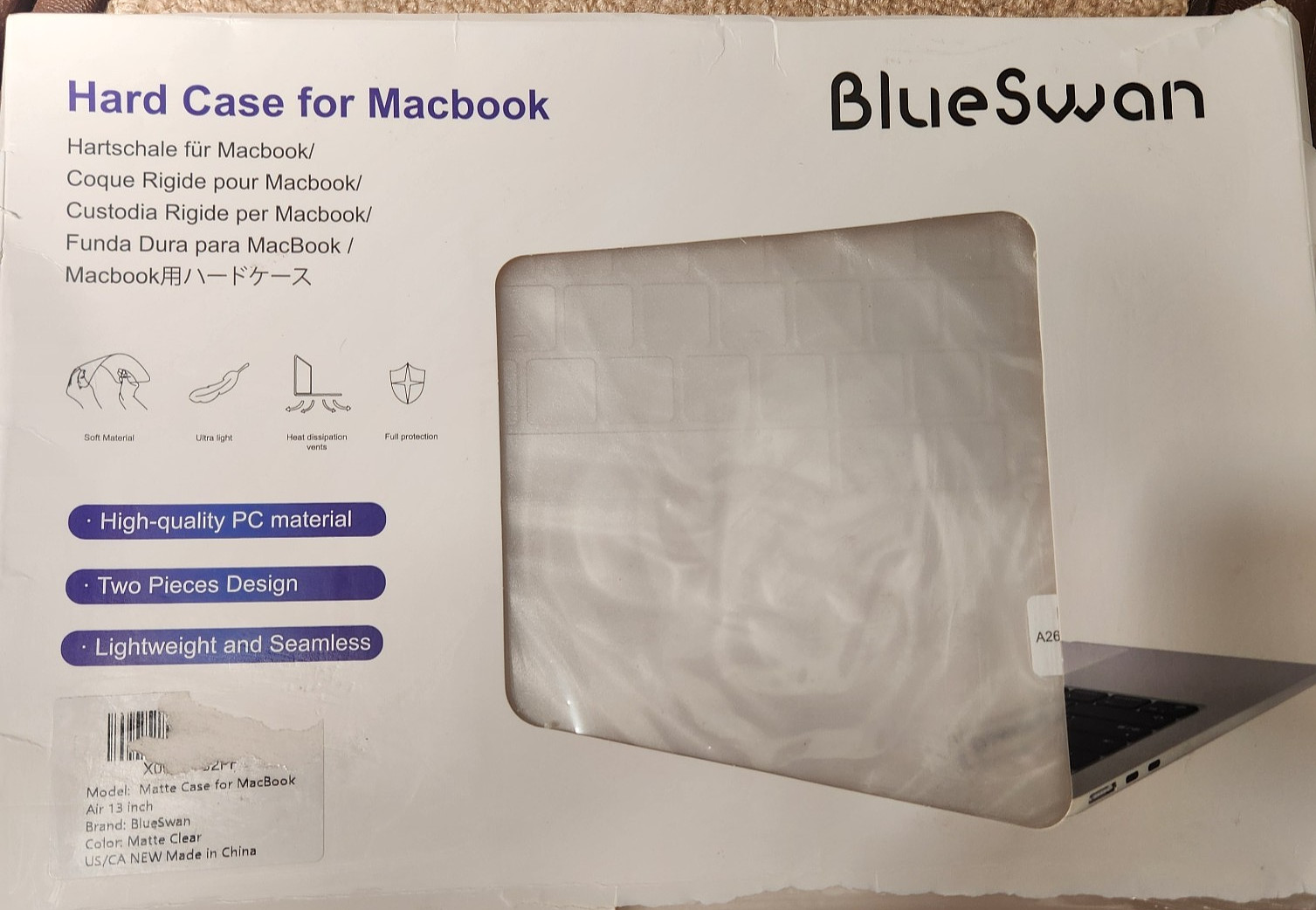 Blue Swan MacBook Protective Hard Case Matte Clear 13″ MacBook PC Material