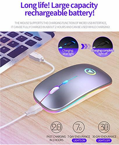 2.4GHz Wireless Optical Mouse USB Rechargeable RGB Cordless Mice For PC Laptop