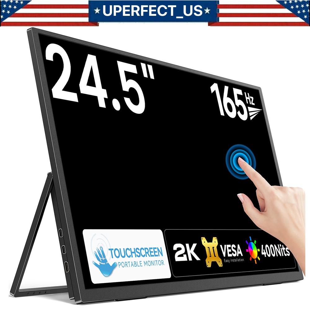 2026 24.5″ 2K 165Hz Portable Gaming Monitor Touch Screen HDMI Computer Display A