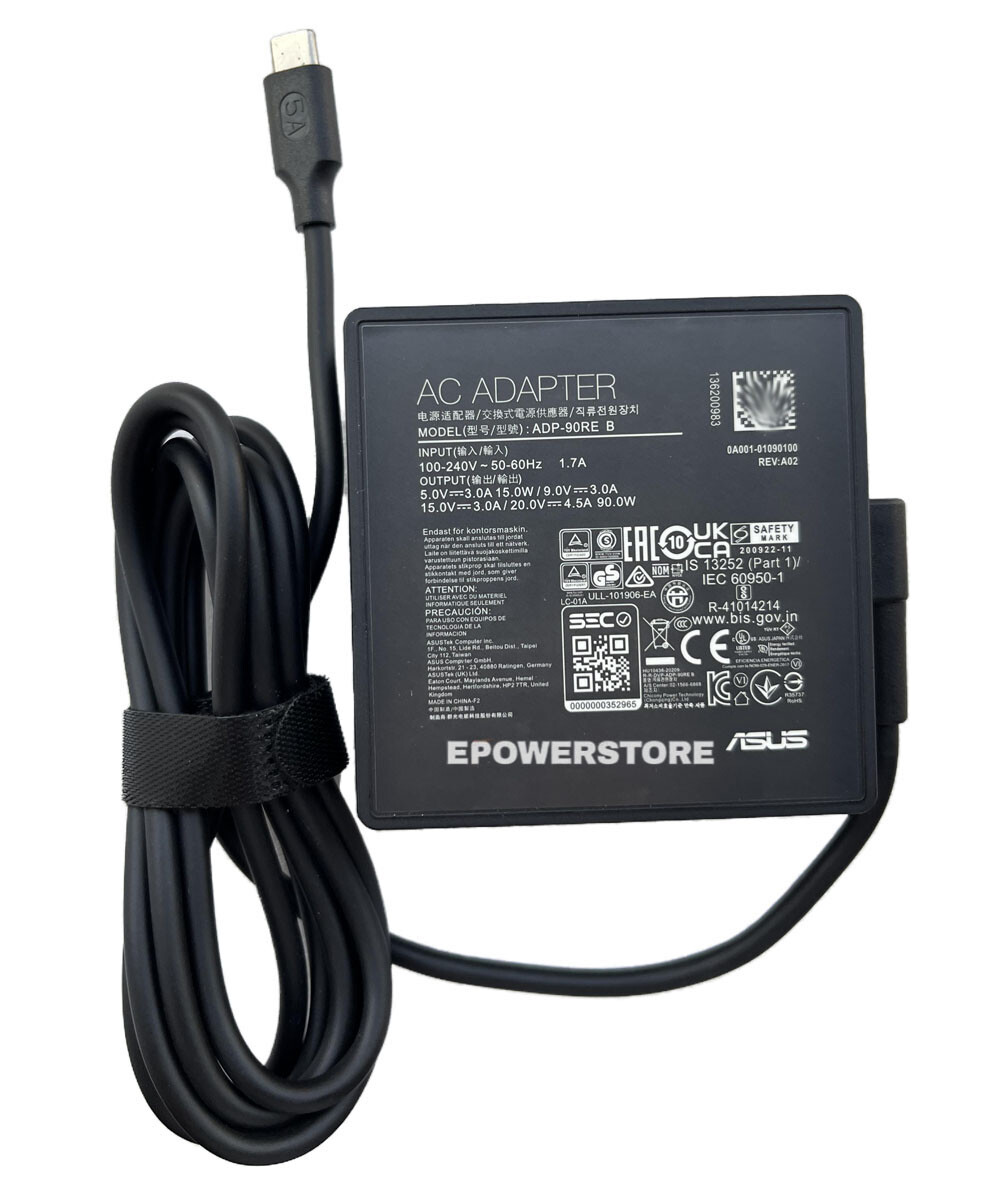 20V 4.5A 90W AC Adapter Charger For ASUS Vivobook S15 OLED S5507QAD-PS99 Copilot