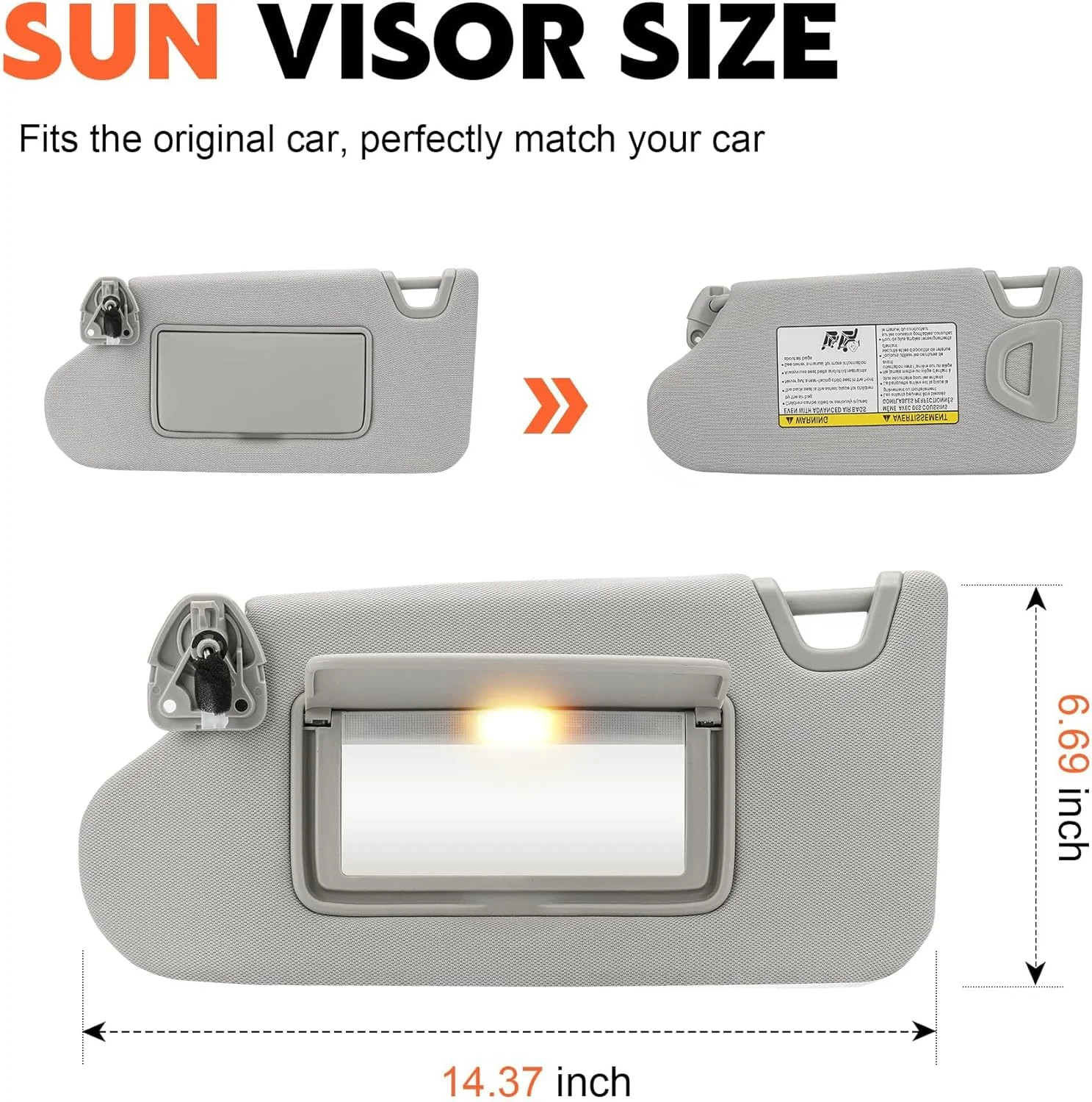 Gray Driver Left Side Sun Visor Replacement Compatible with 2013 2014 2015 2016