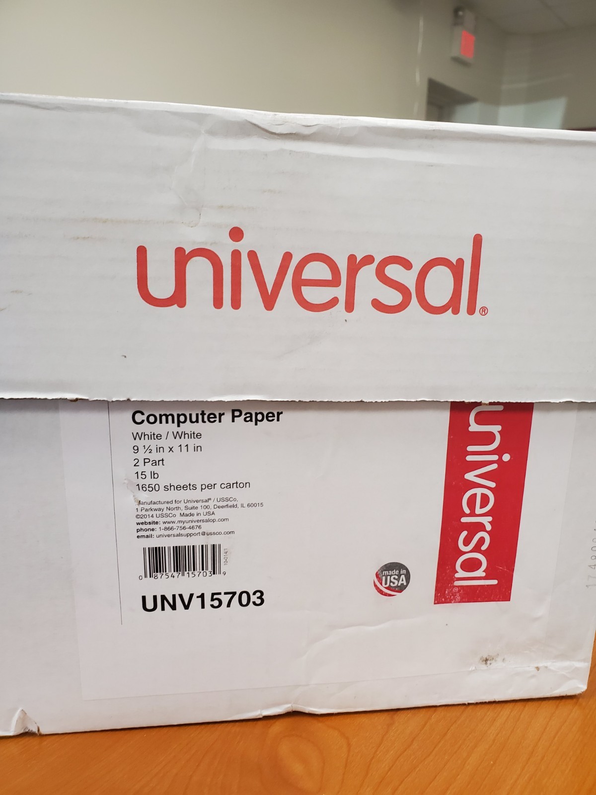 Universal Printer Paper 9.5 x 11 in White 15 lb 2 Part UNV15703
