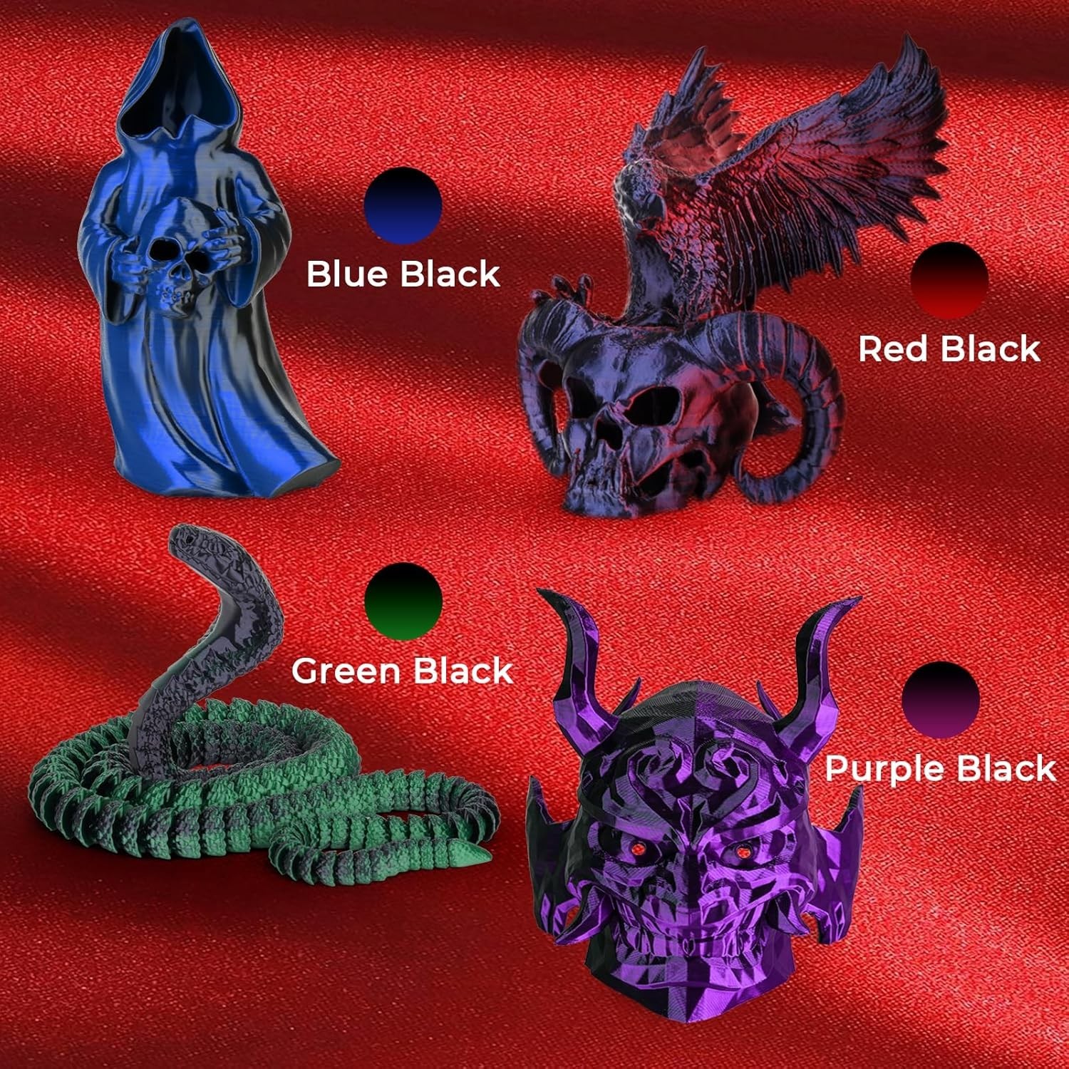Silk PLA 3D Printer Filament Bundle, Shiny Dual Color PLA Filament 1.75mm Pac…