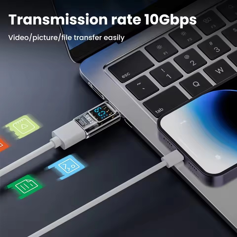 USB 3.2 Digital Display Adapter 10Gbps USB Male TO USB Female Converter For PC