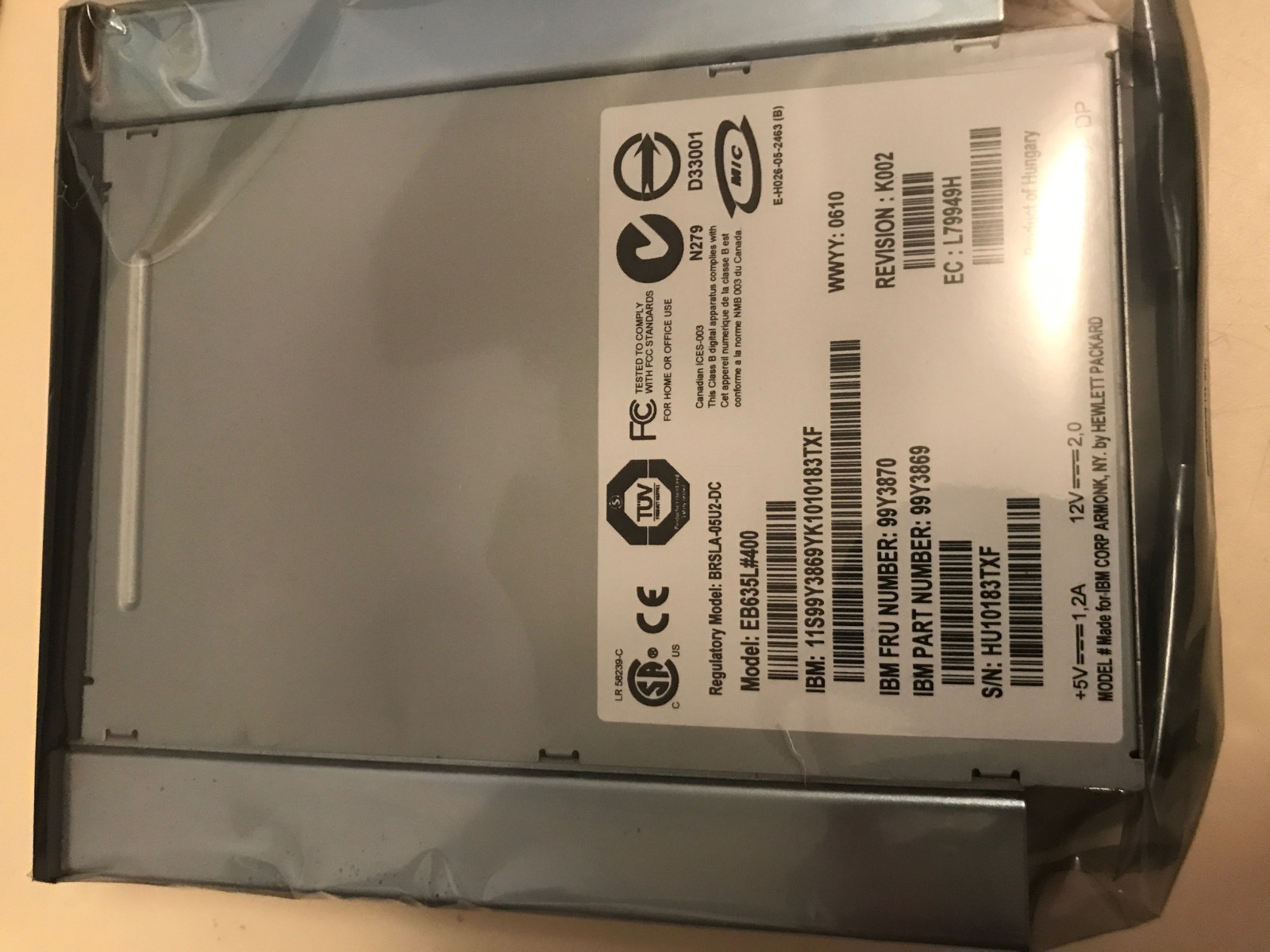 IBM 99Y3870 DAT160 80/160 GB Internal USB Tape Drive 99Y3869 99Y3871 99Y3872