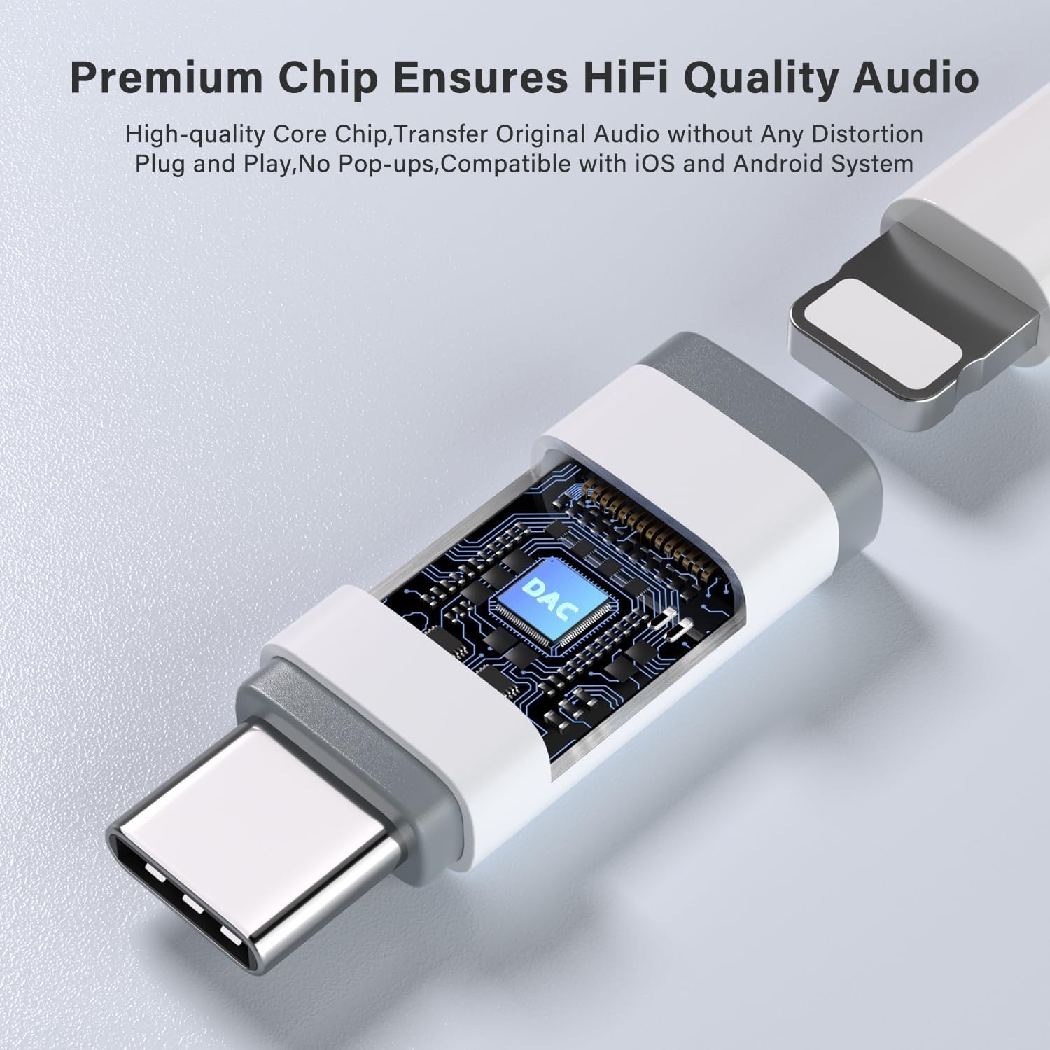 USB C to Lightning Audio Adapter, C Male Female White