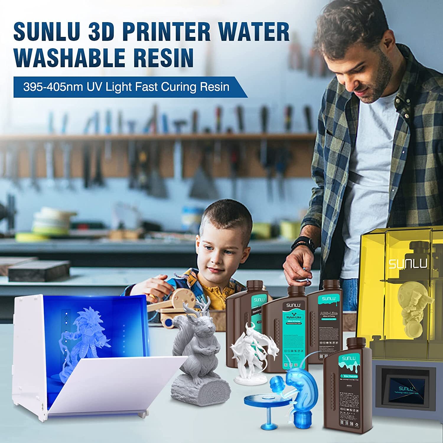 SUNLU 5KG Standard/Water Washable/ABS-Like/Nylon-Like/Plant-Base UV 405nm Resin