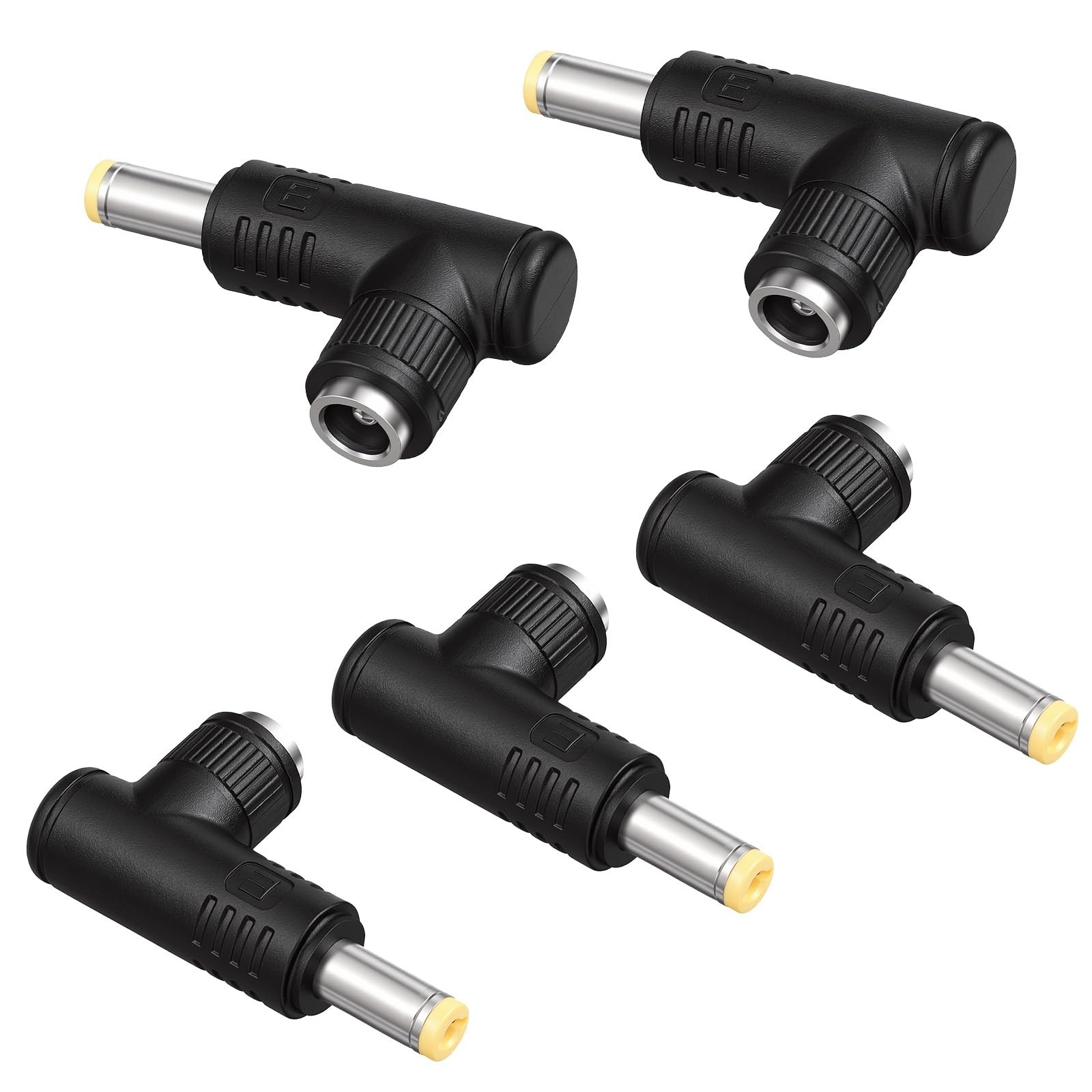 5PCS DC Power Connector Adapter, 90 Degree Angle 5.5mm x 4.1×2.27cm, black