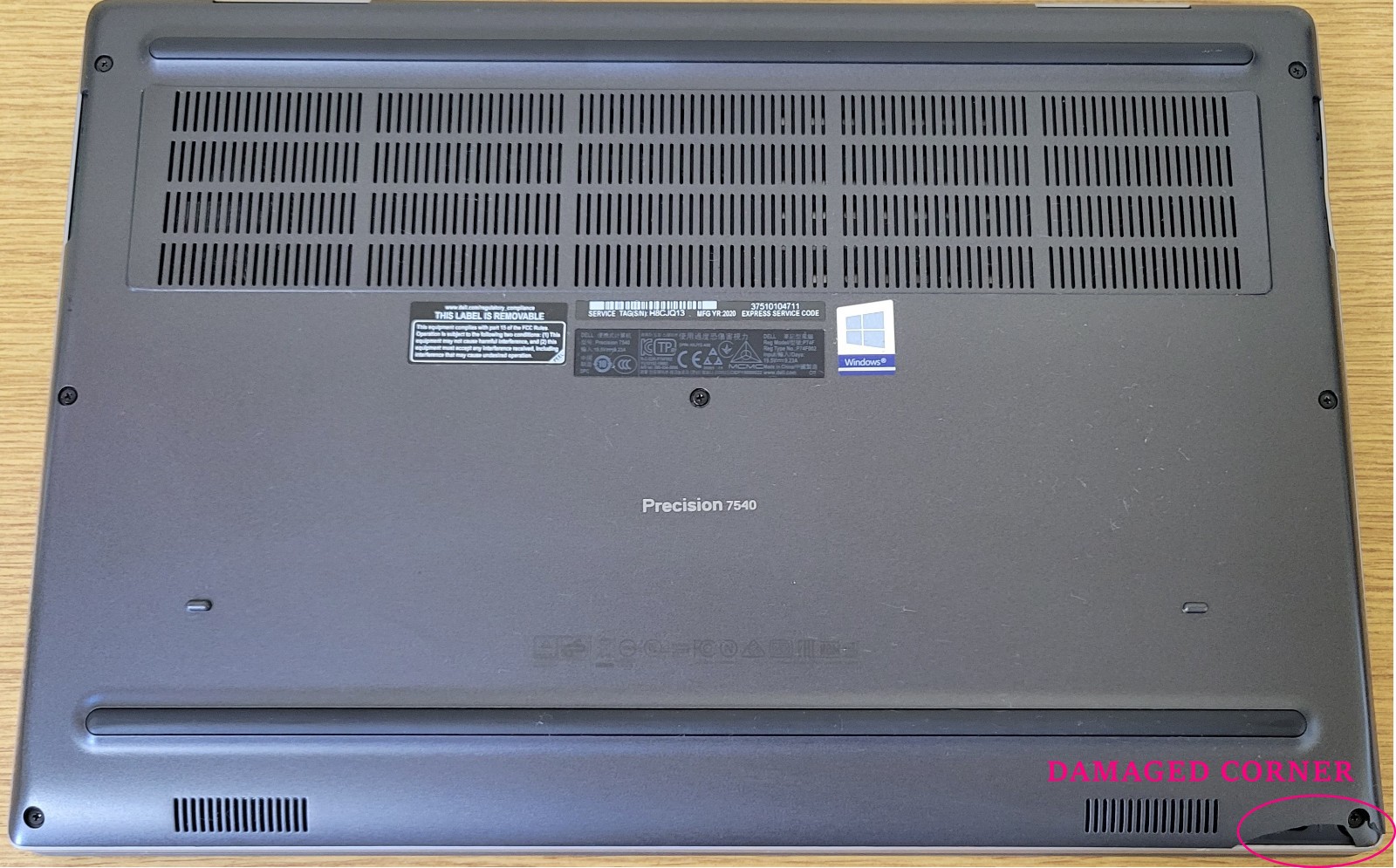 Dell Precision 7540 i7-9750H 2.60GHz 16GB 128GB Quadro T1000 No OS **BIOS LOCK**