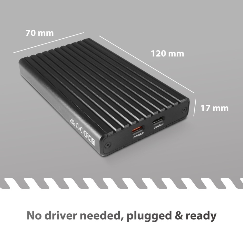 Vantec NexStar SX, USB 3.2 Gen2x2 (20Gbps*), Dual M.2 NVMe Enclosure