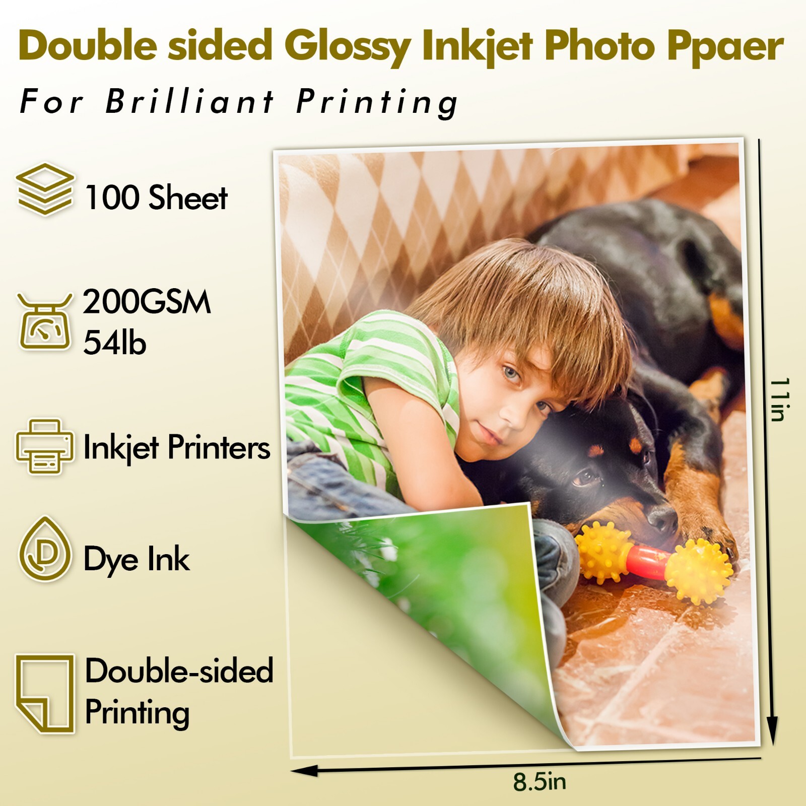 Koala Double Sided Glossy Photo Paper 8.5×11 54lb 200gsm Inkjet Printer HP Epson