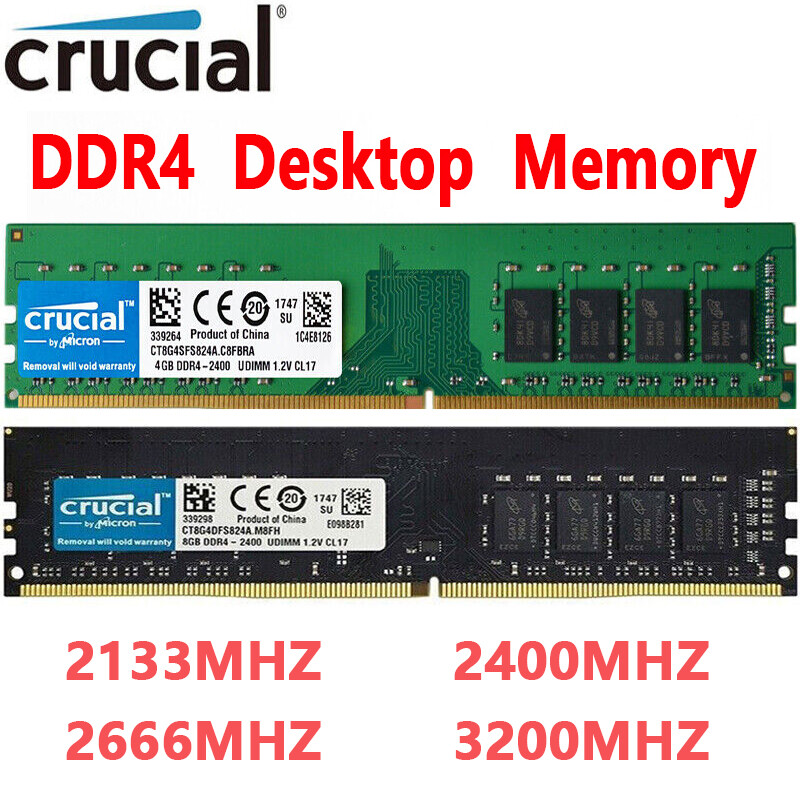 Crucial DDR4 4GB 8GB 16GB 2133 2400 2666 3200 288pins Desktop Memory Dimm Ram