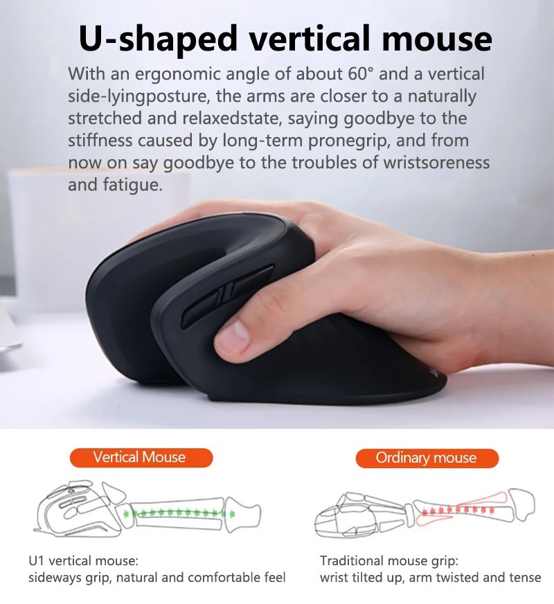 Ergonomic Optical Vertical Mouse 2.4G Wireless DPI Adjustable 800/1200/1600