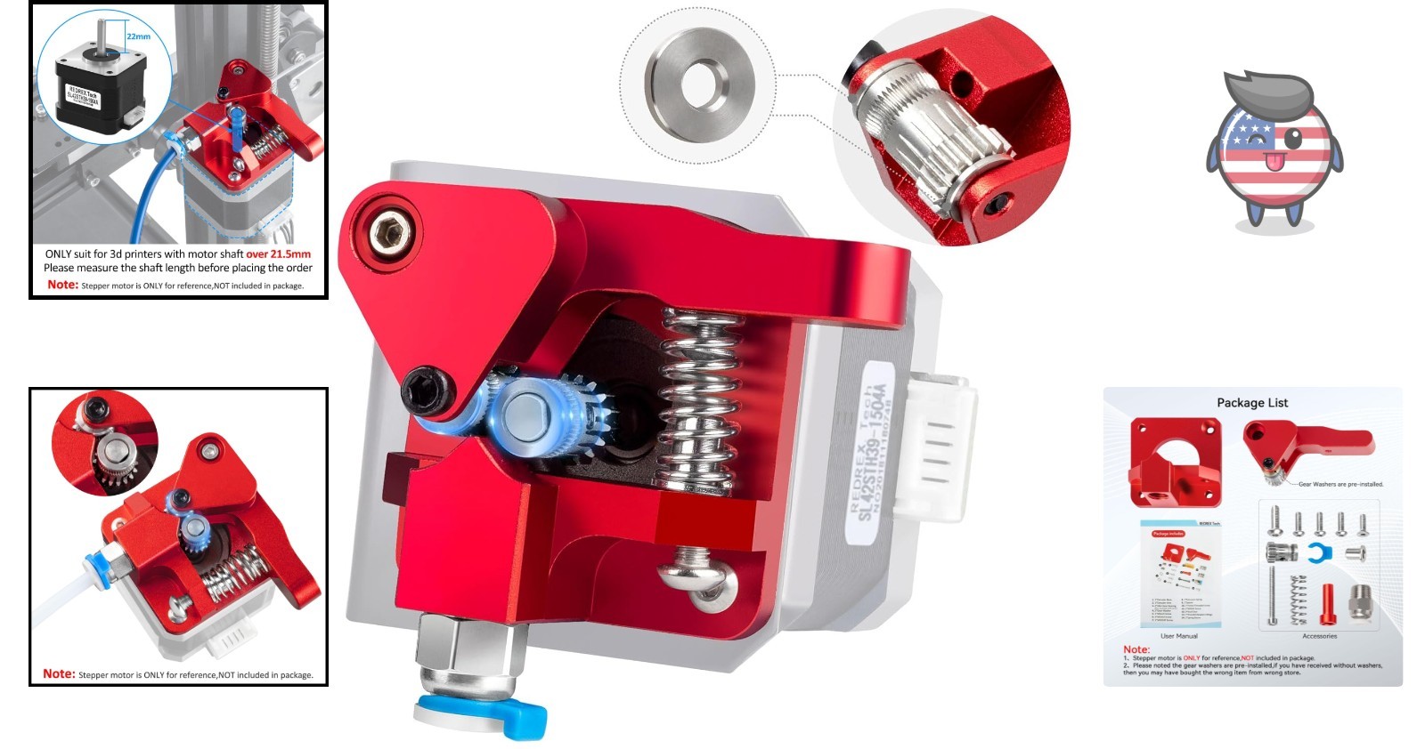 All-Metal Dual Gear Extruder with Adjustable Tension – Compatible with Creality