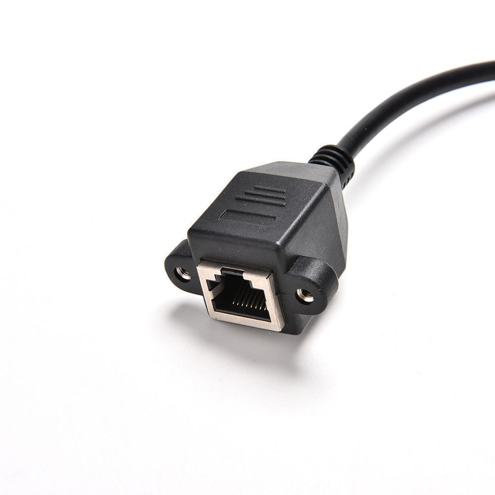 RJ45 Male to Female Screw Panel Mount Ethernet LAN Network Extension Cable