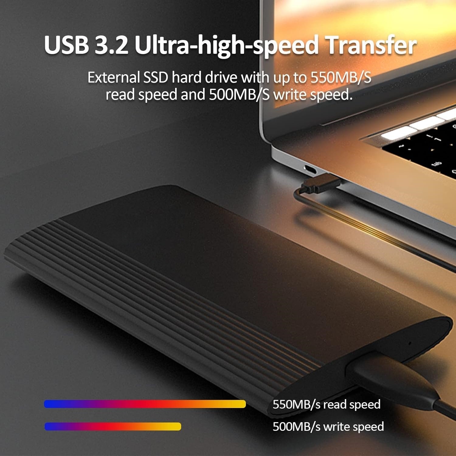 External Solid State Drive USB 3.2 Gen2, 1TB SSD External Hard Drive with C to A