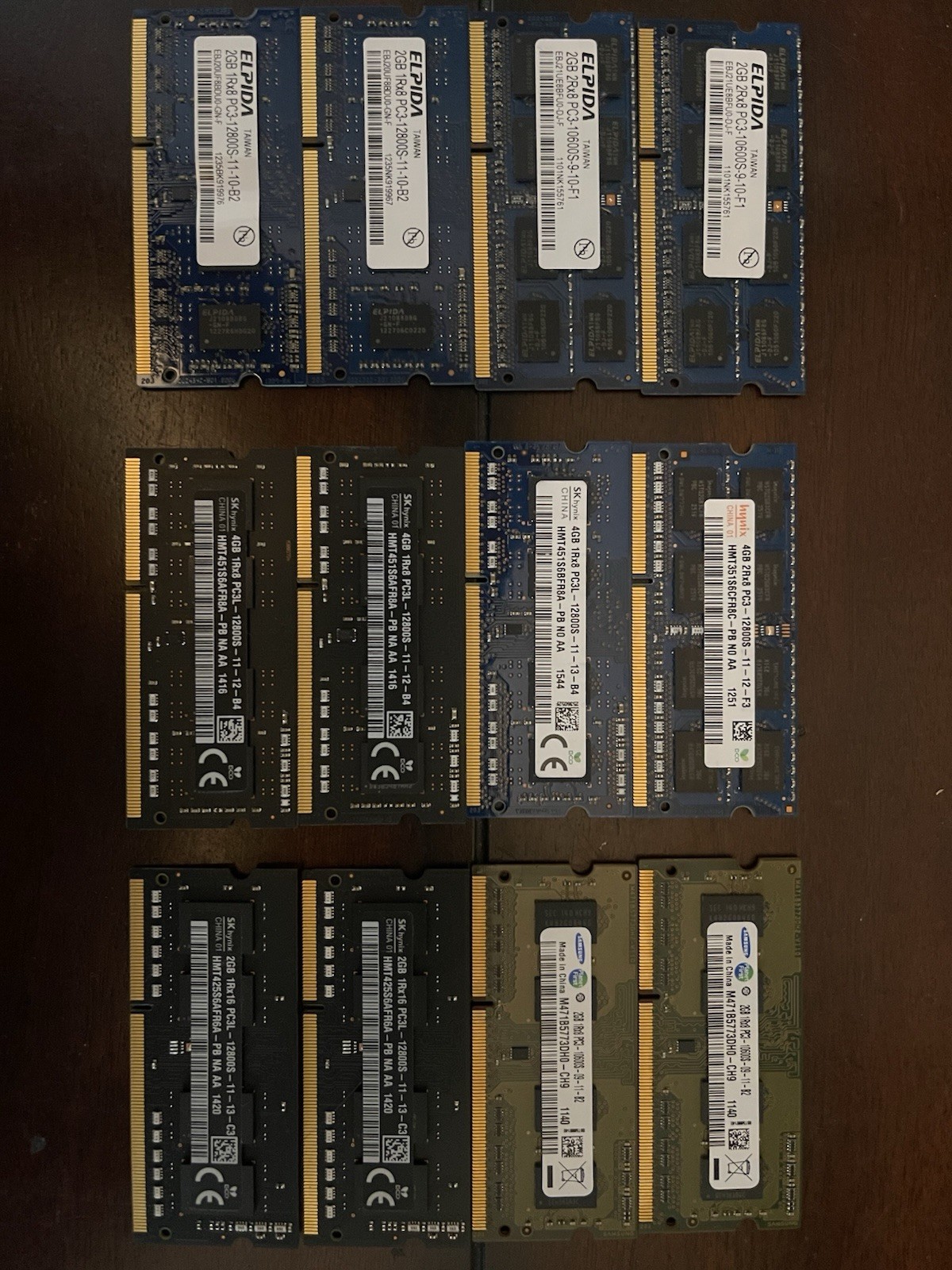 Lot of 12 DDR3 Memory Chips Various Brands Models Speeds. See Description & Pics