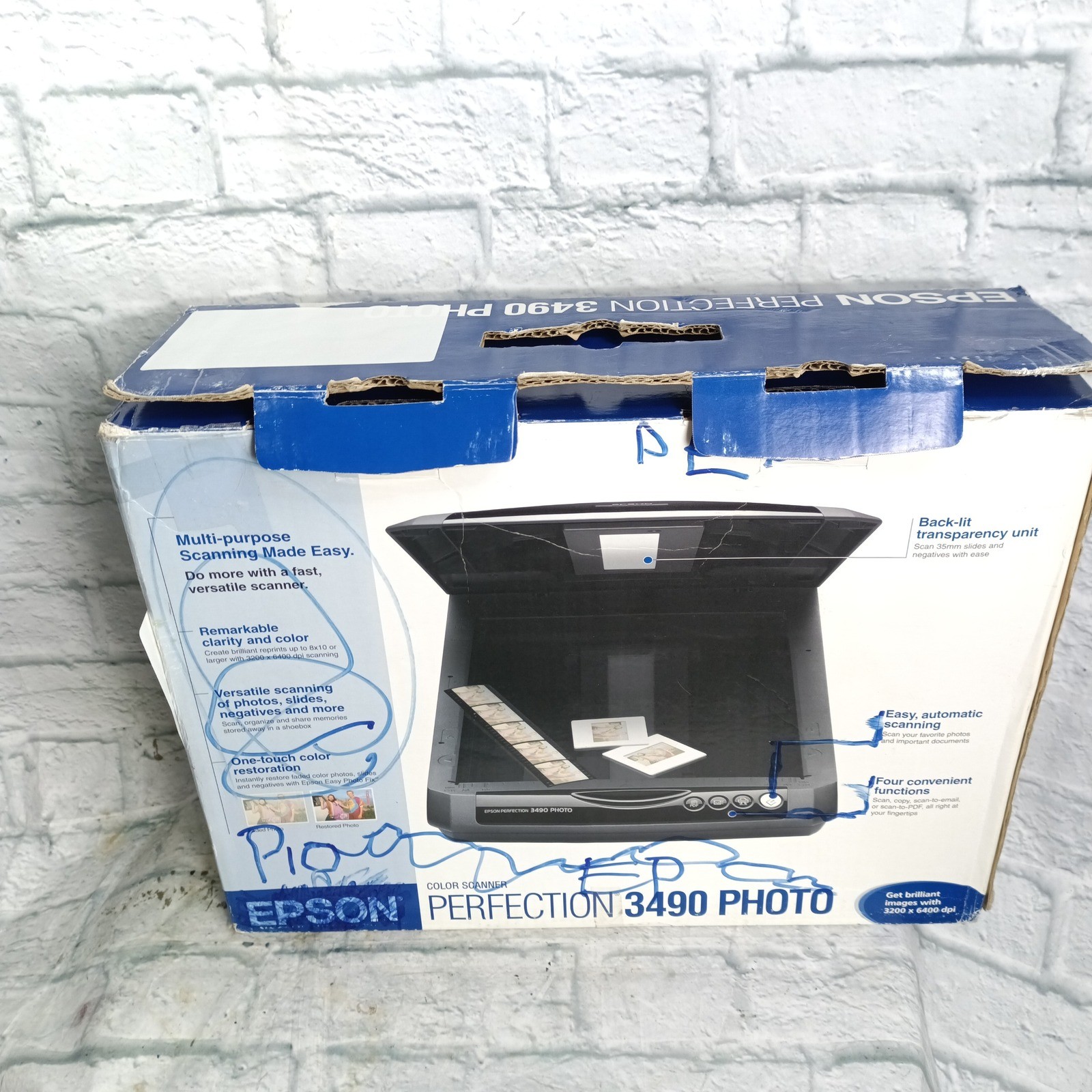 Epson Perfection 3490 Photo Color Scanner J191A with Film Slide Attachment Box