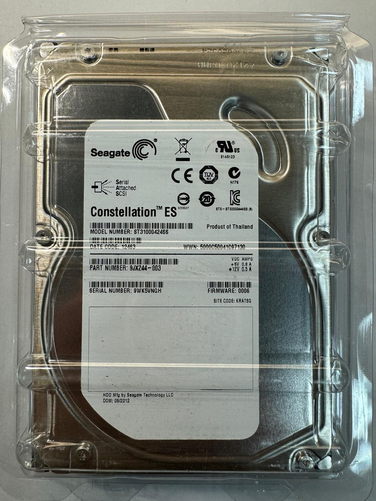 SEAGATE ST31000424SS 9JX244-003 1TB 7.2K RPM Cache 16MB 6Gb/s SAS 3.5″ HDD