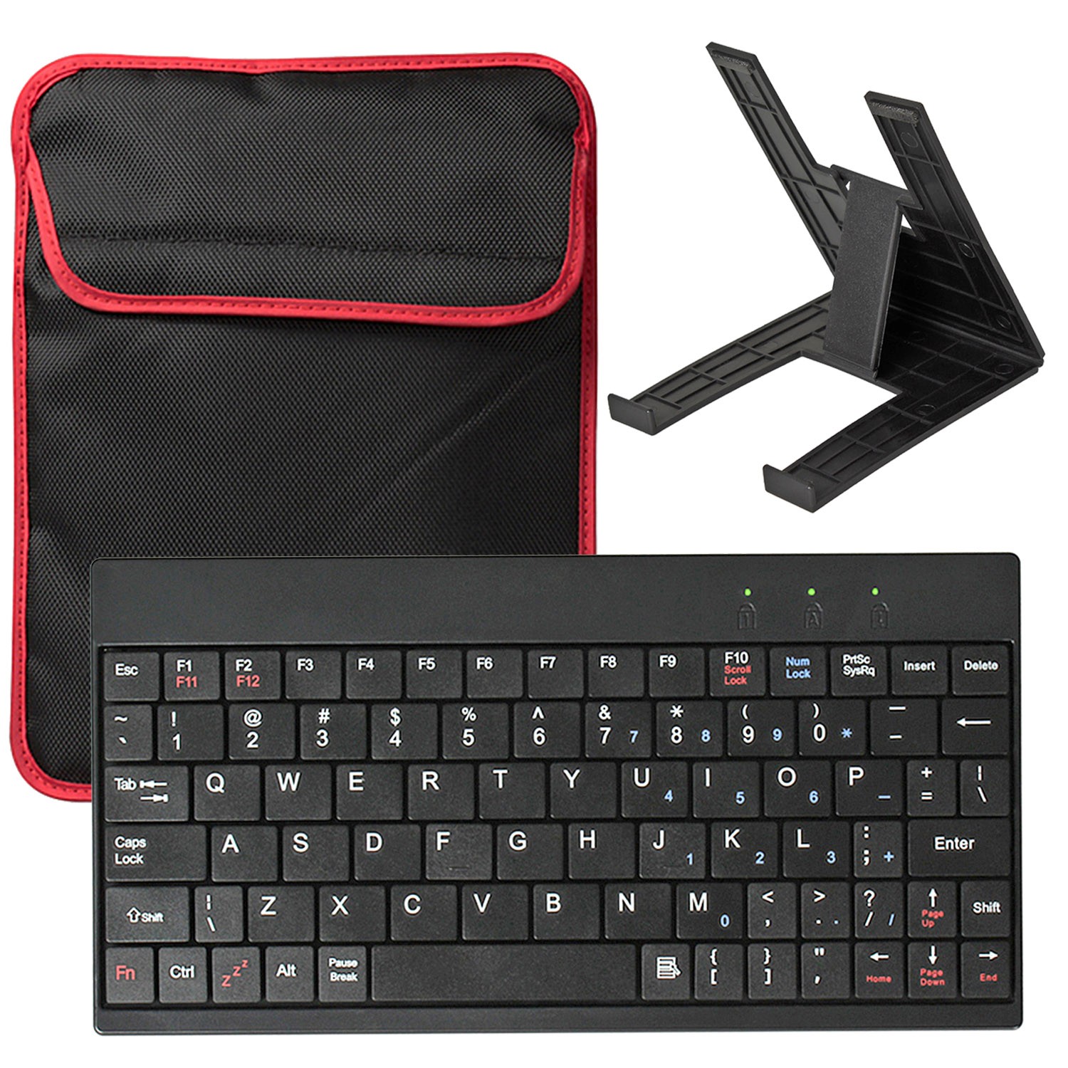 Mini USB 2.0 Keyboard For Android Windows Laptop PC w/Tablet Stand & Bag Case